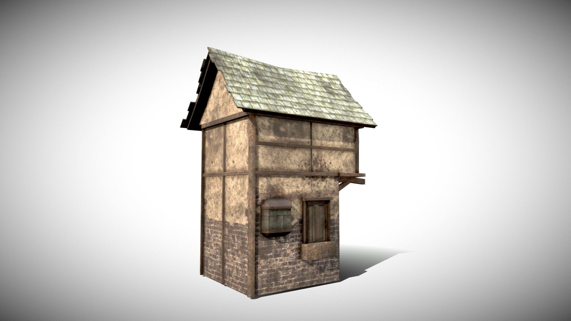 Medieval House Low-poly 3D model_4