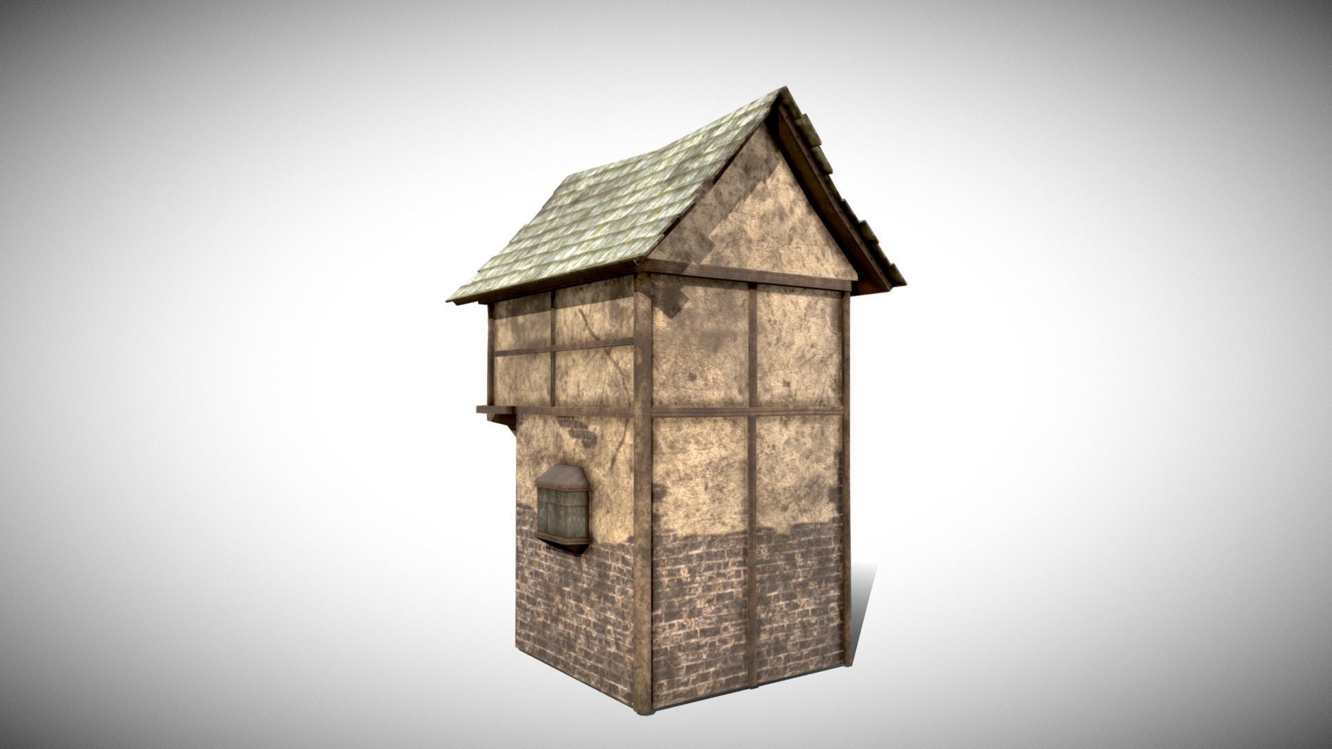 Medieval House Low-poly 3D model_3