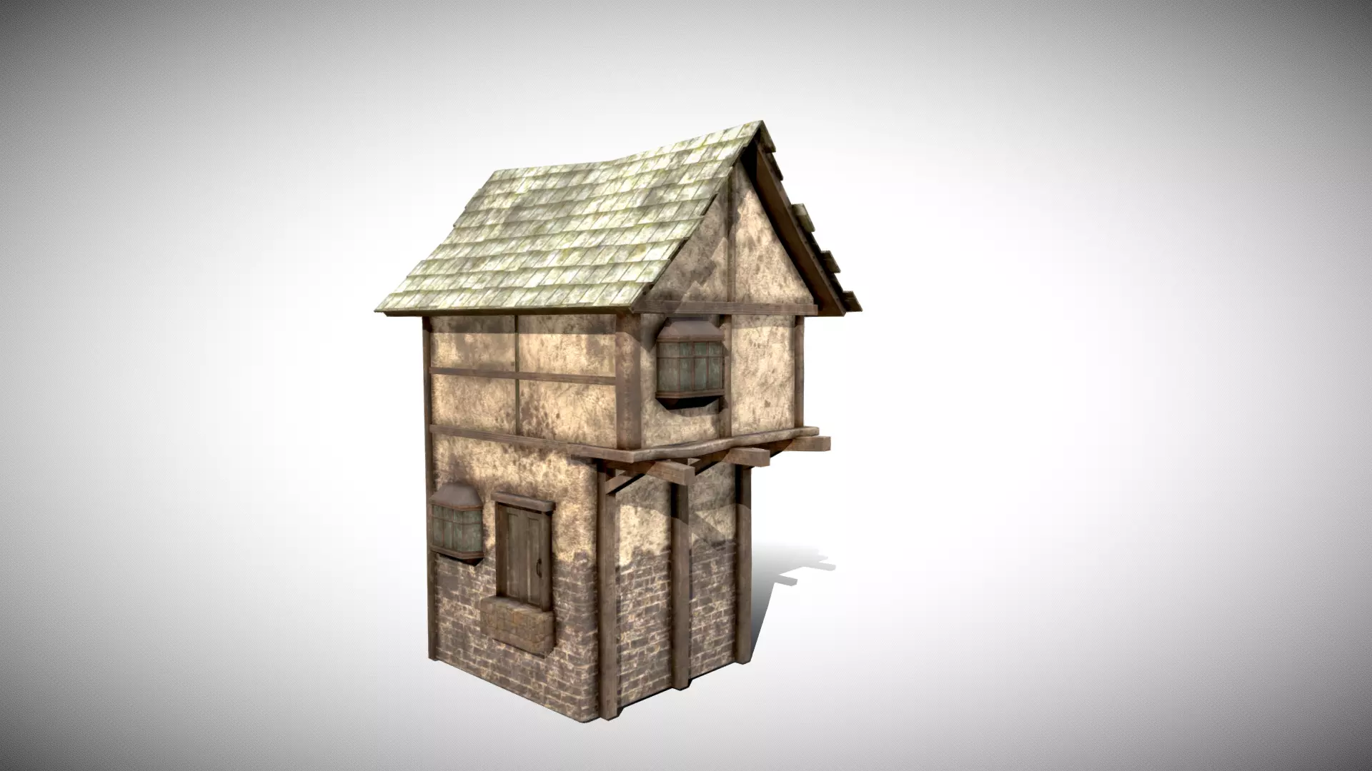 Medieval House Low-poly 3D model_0