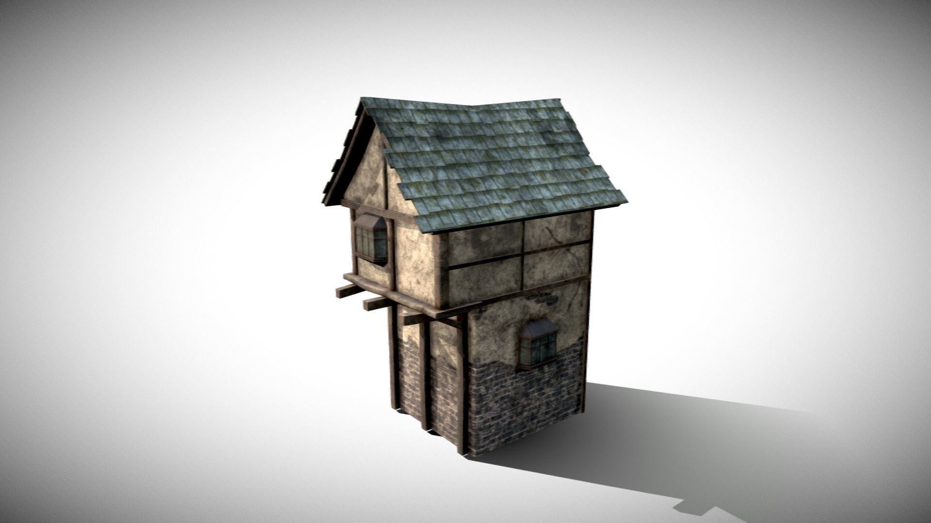 Medieval House Low-poly 3D model_2