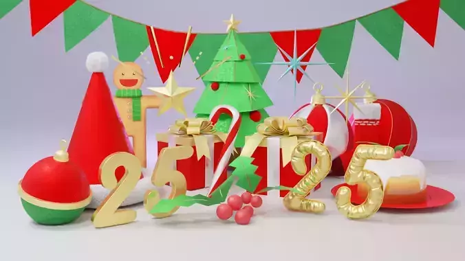 Christmas set 16 Pieces 3D model