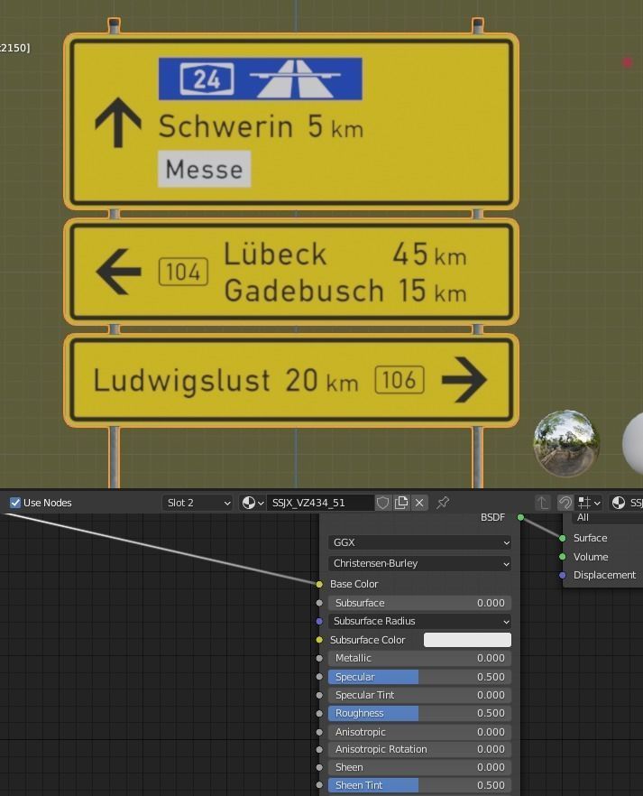 German Traffic Sign 434-51 Tabellenwegweiser  Low-poly 3D model_2