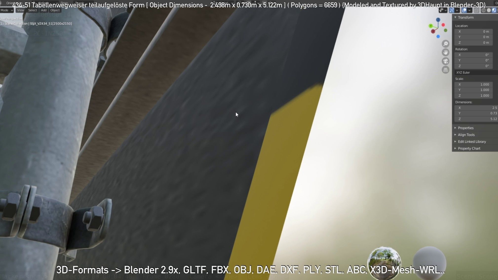 German Traffic Sign 434-51 Tabellenwegweiser  Low-poly 3D model_12