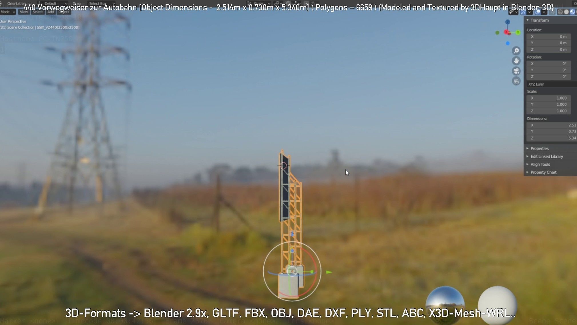 German Traffic Sign 440 Vorwegweiser zur Autobahn Low-poly 3D model_93