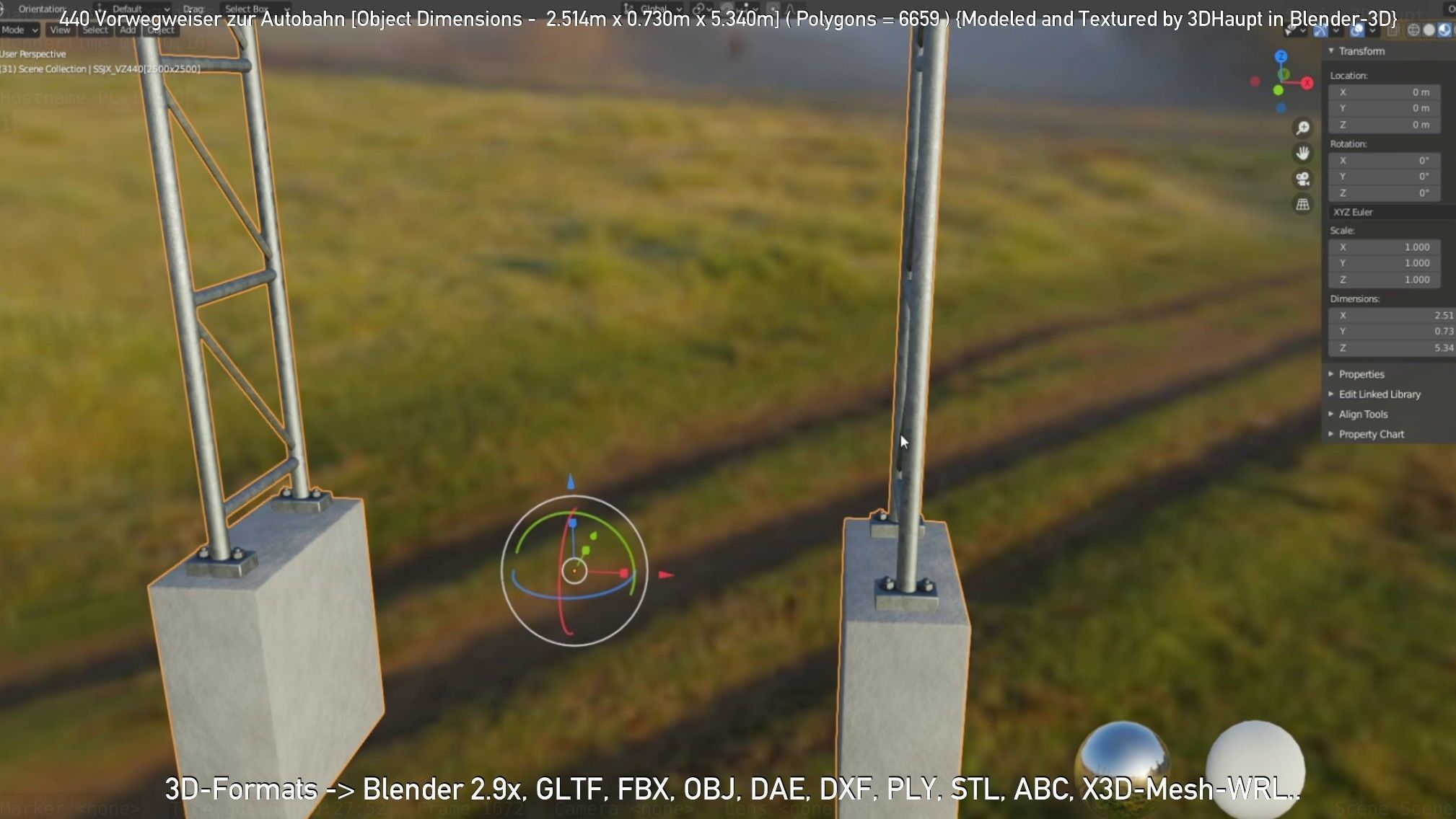 German Traffic Sign 440 Vorwegweiser zur Autobahn Low-poly 3D model_80