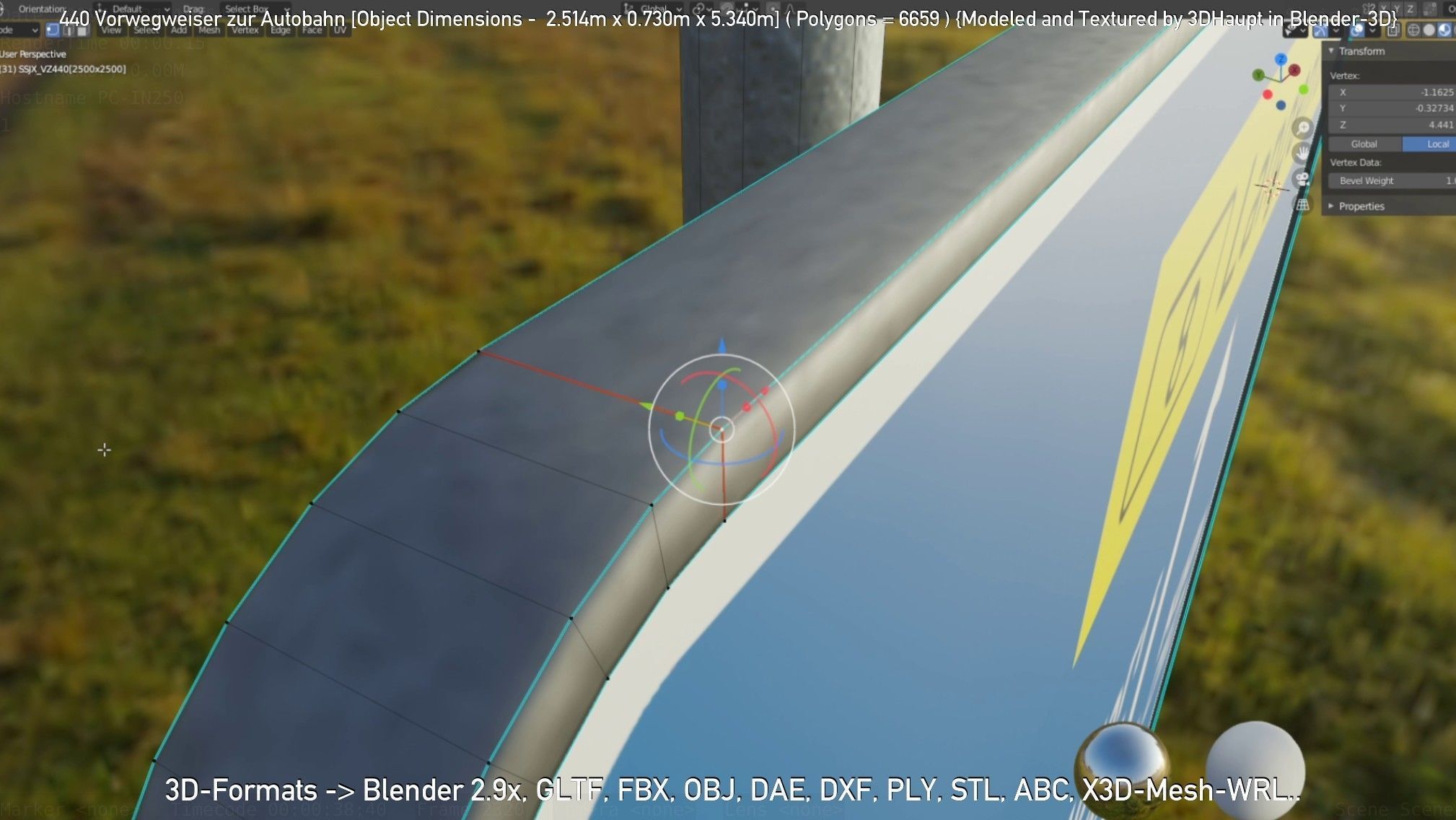 German Traffic Sign 440 Vorwegweiser zur Autobahn Low-poly 3D model_90