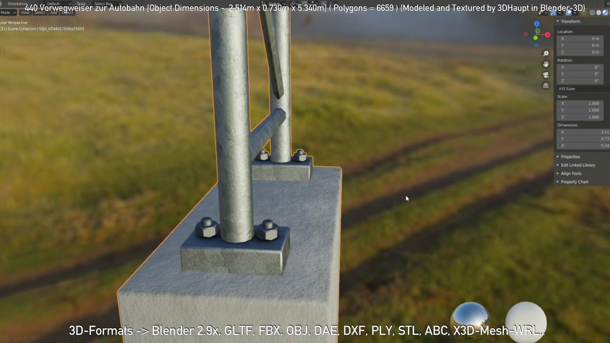German Traffic Sign 440 Vorwegweiser zur Autobahn Low-poly 3D model_45