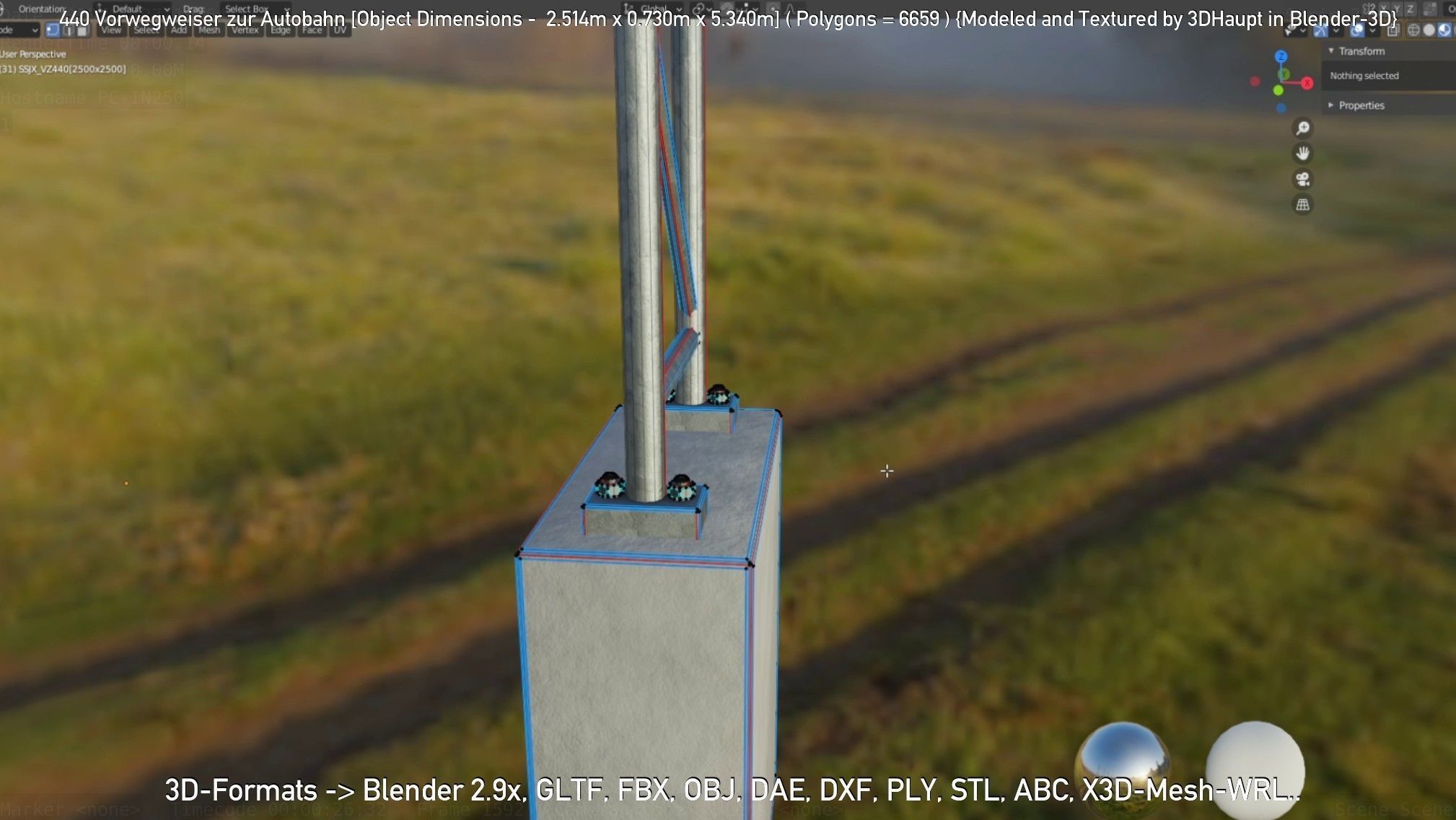 German Traffic Sign 440 Vorwegweiser zur Autobahn Low-poly 3D model_47