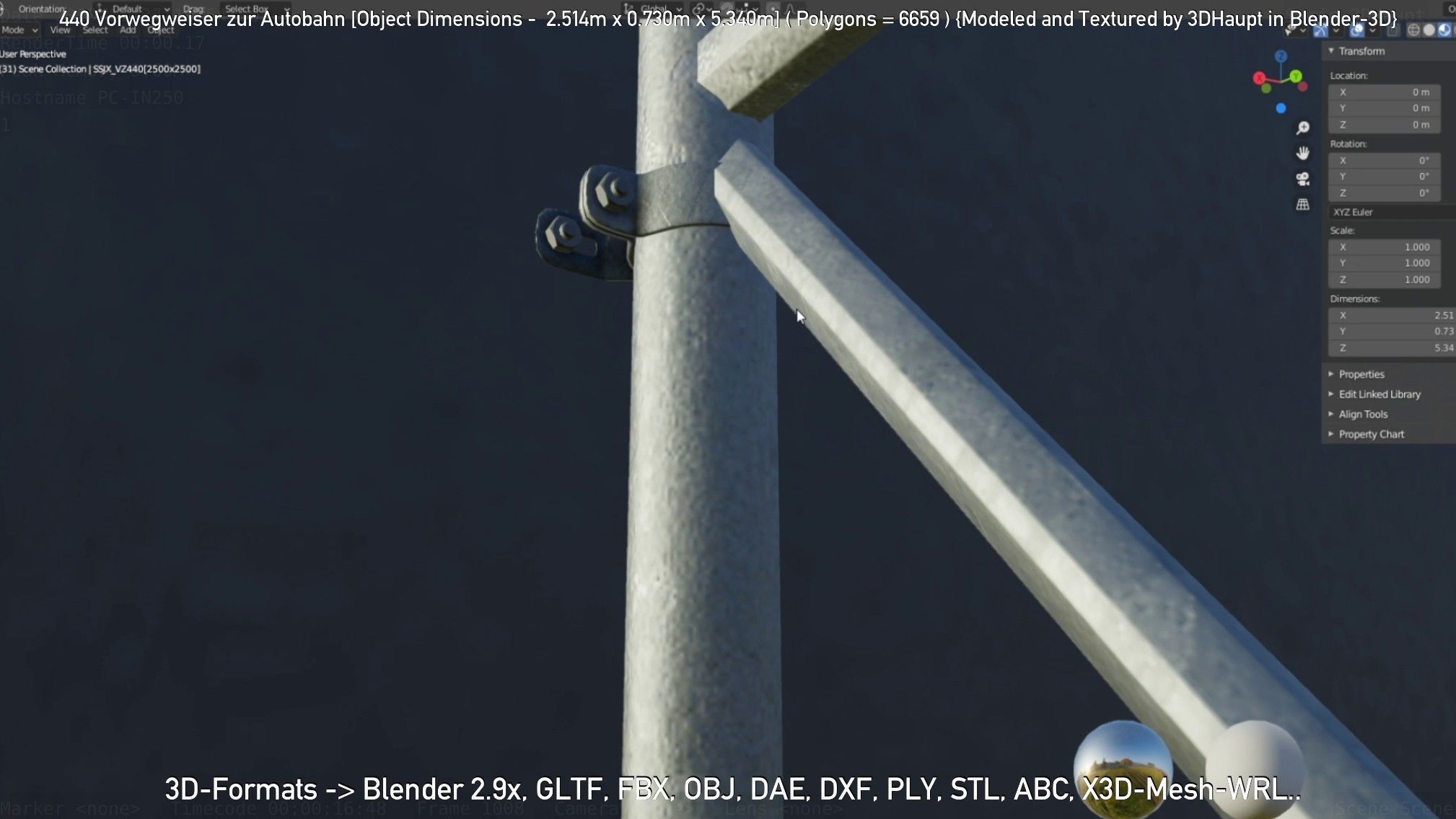 German Traffic Sign 440 Vorwegweiser zur Autobahn Low-poly 3D model_104