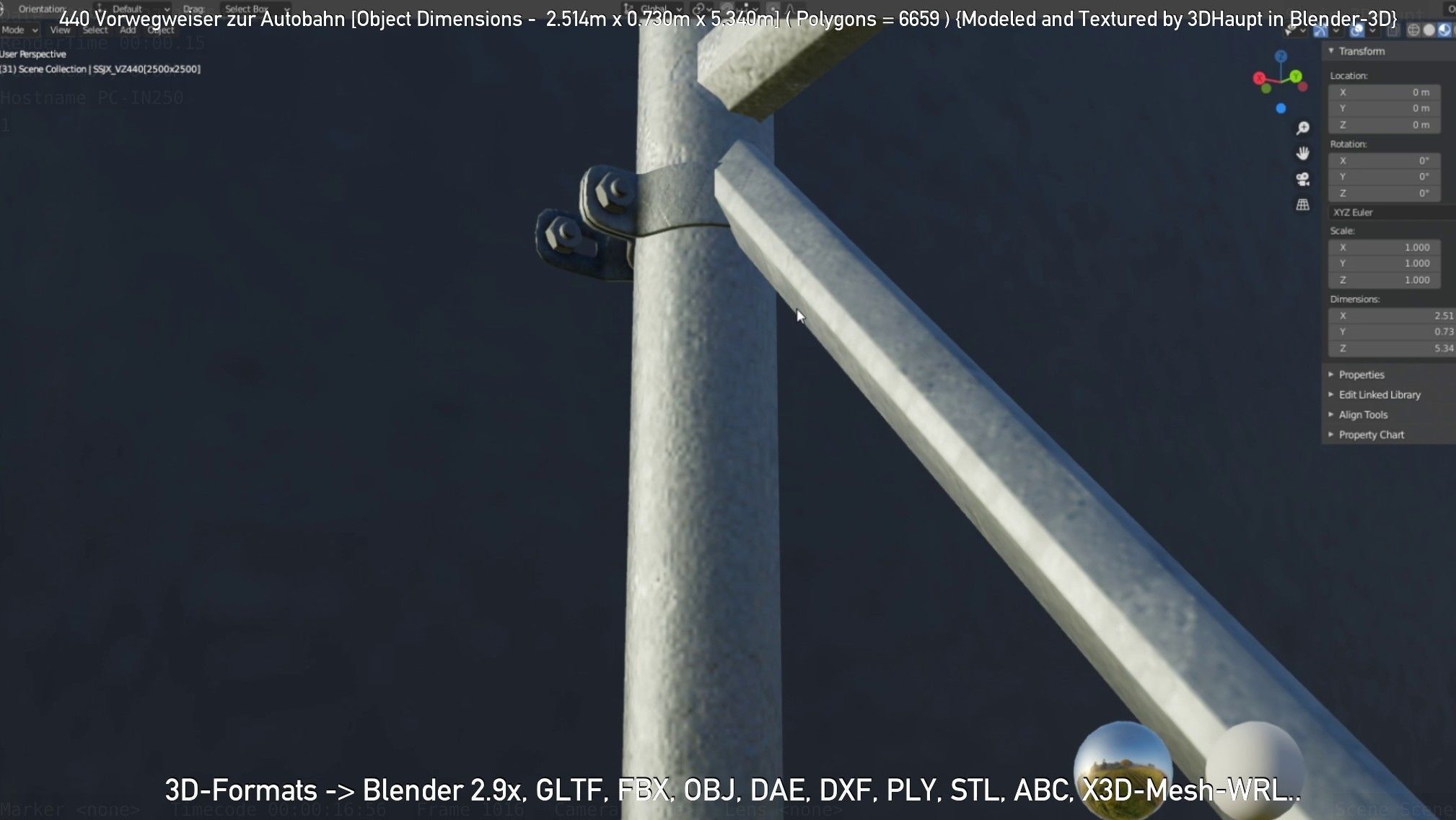 German Traffic Sign 440 Vorwegweiser zur Autobahn Low-poly 3D model_33