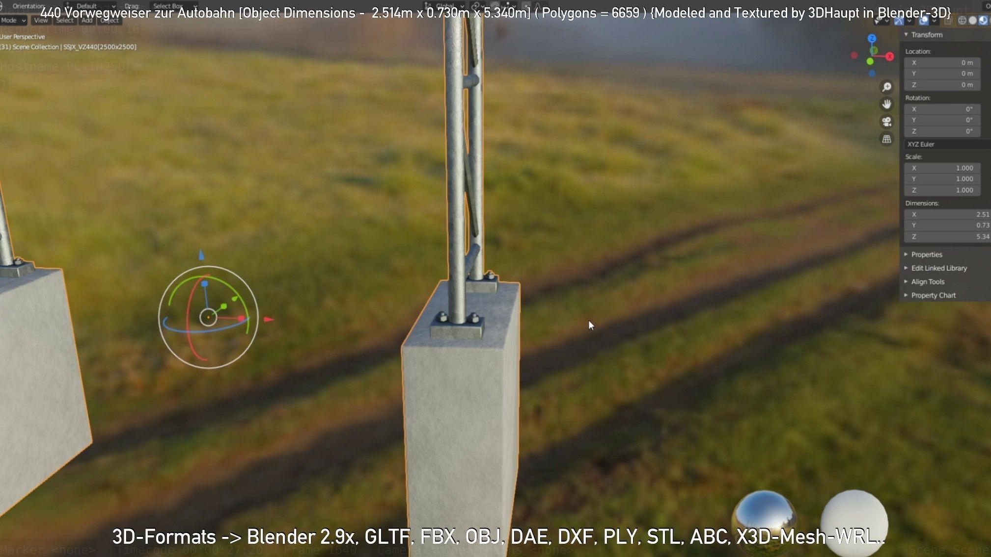 German Traffic Sign 440 Vorwegweiser zur Autobahn Low-poly 3D model_48