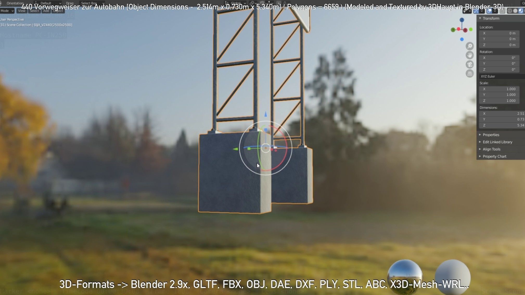 German Traffic Sign 440 Vorwegweiser zur Autobahn Low-poly 3D model_51