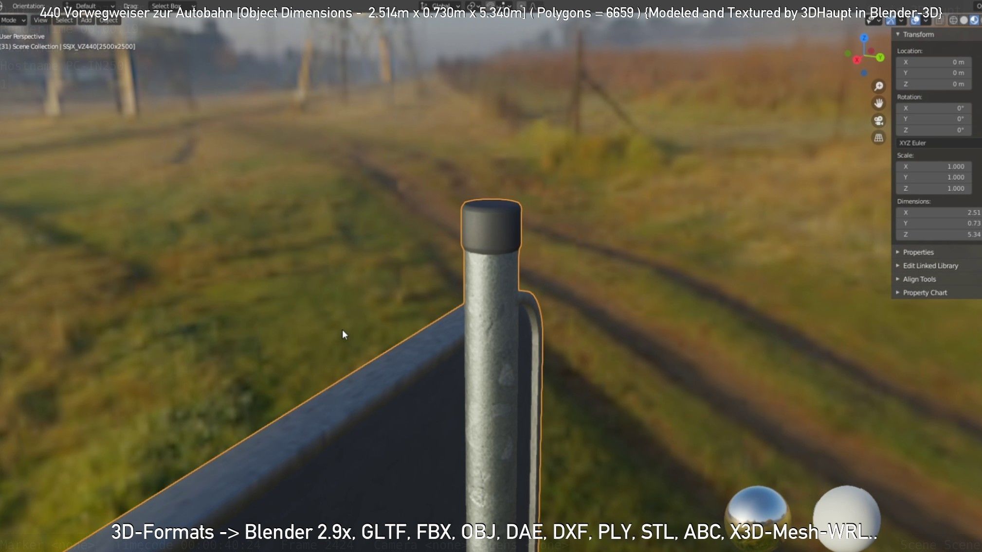 German Traffic Sign 440 Vorwegweiser zur Autobahn Low-poly 3D model_65