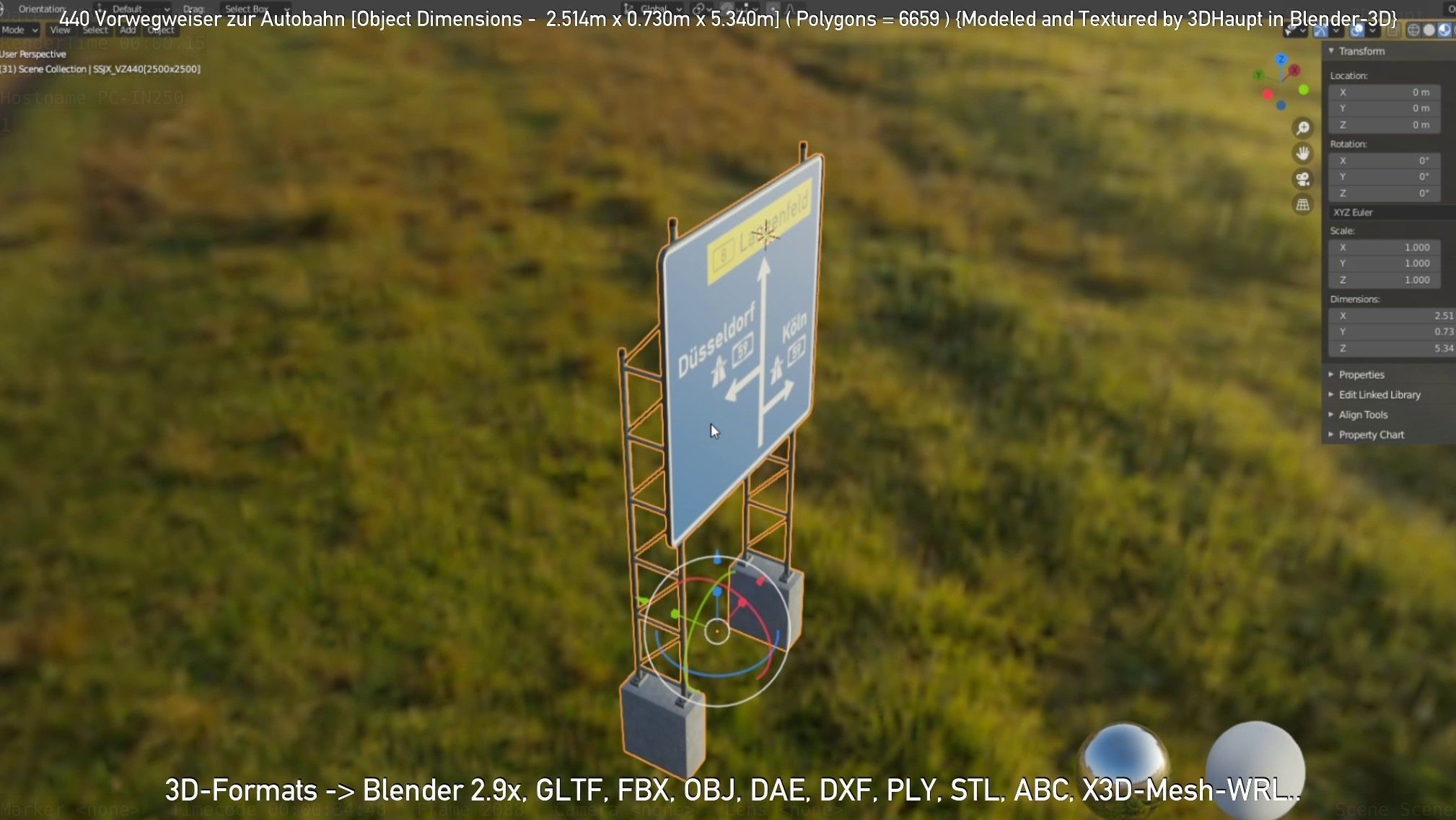German Traffic Sign 440 Vorwegweiser zur Autobahn Low-poly 3D model_57