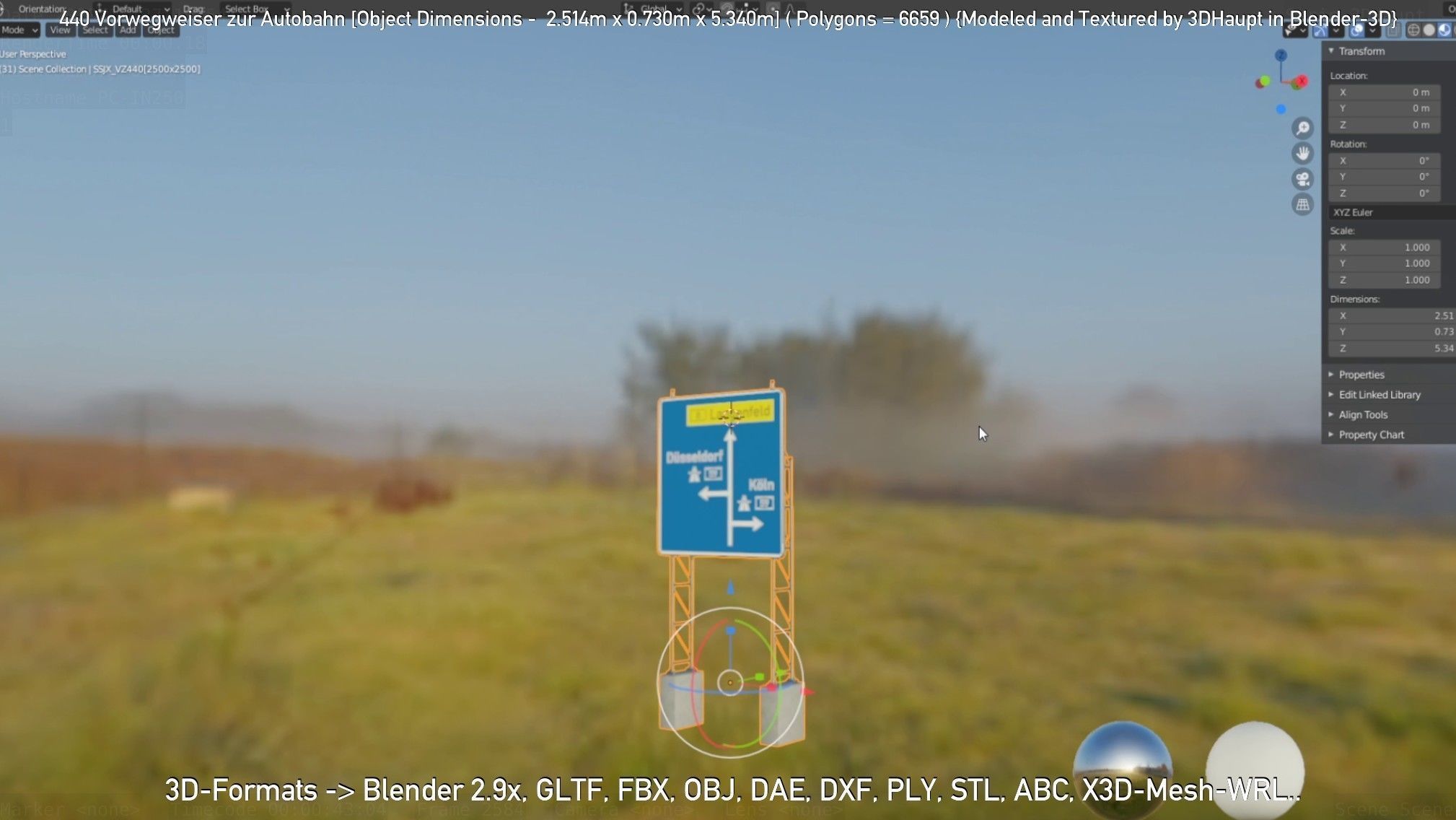 German Traffic Sign 440 Vorwegweiser zur Autobahn Low-poly 3D model_69