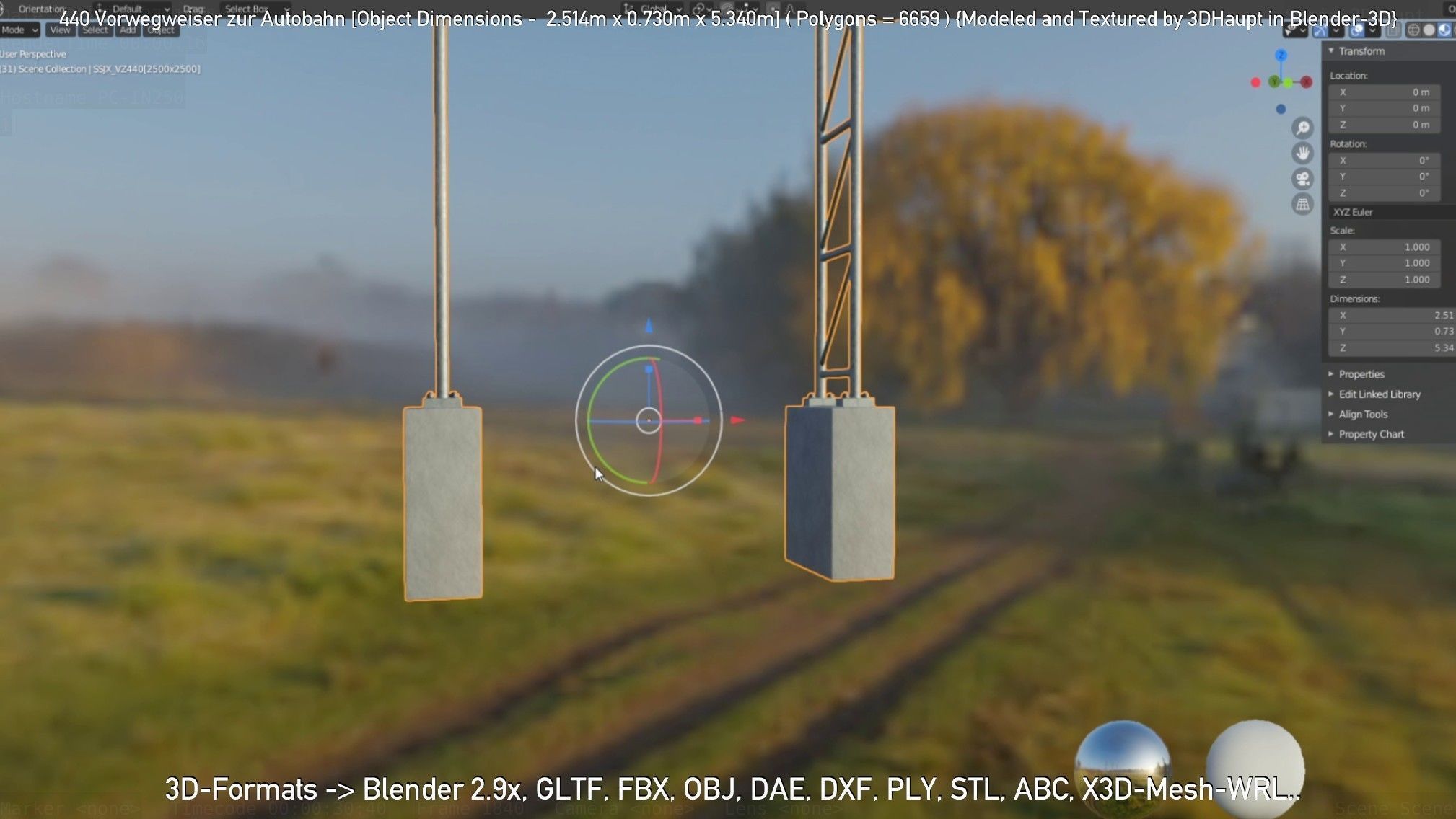 German Traffic Sign 440 Vorwegweiser zur Autobahn Low-poly 3D model_52