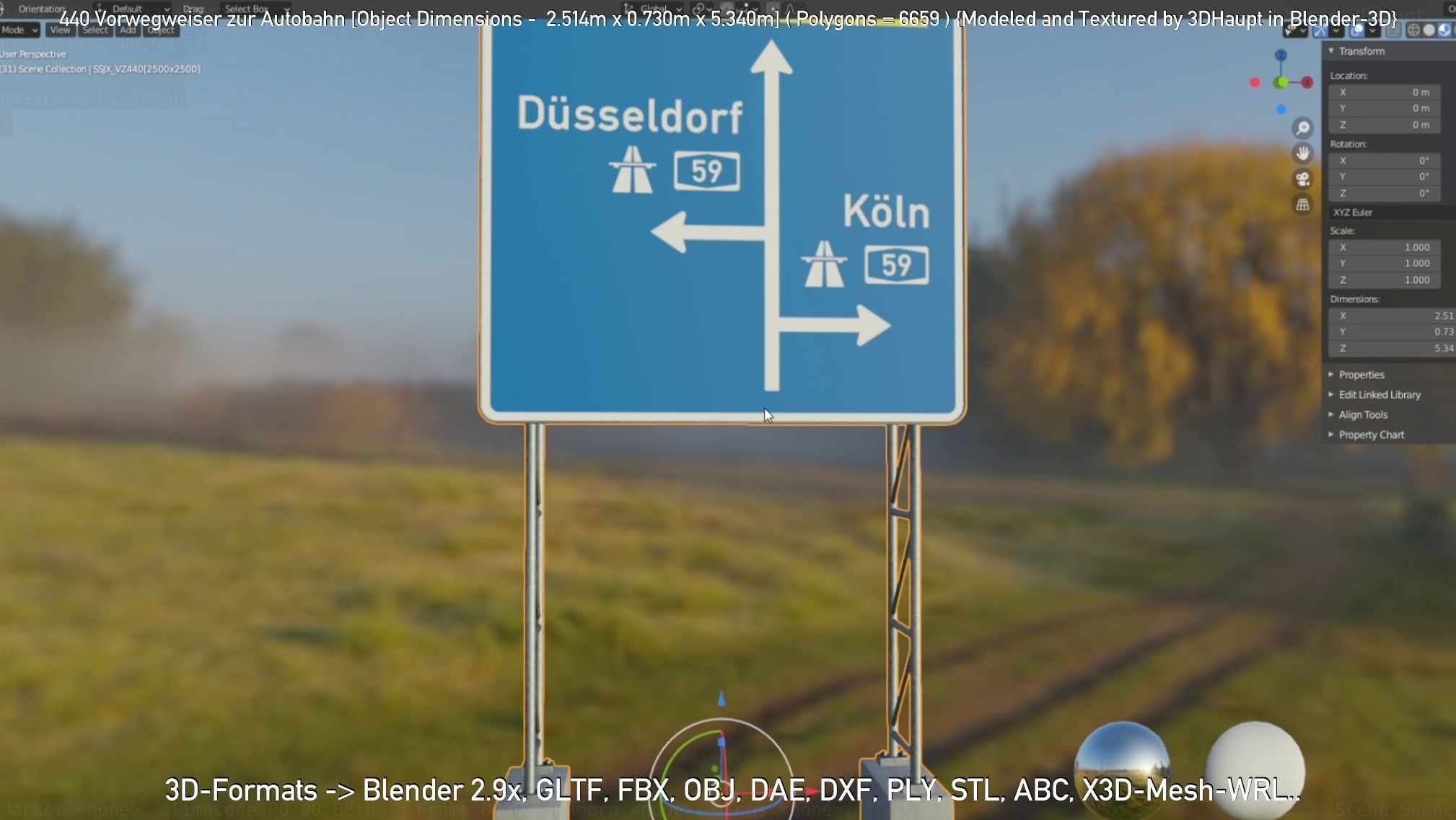 German Traffic Sign 440 Vorwegweiser zur Autobahn Low-poly 3D model_83