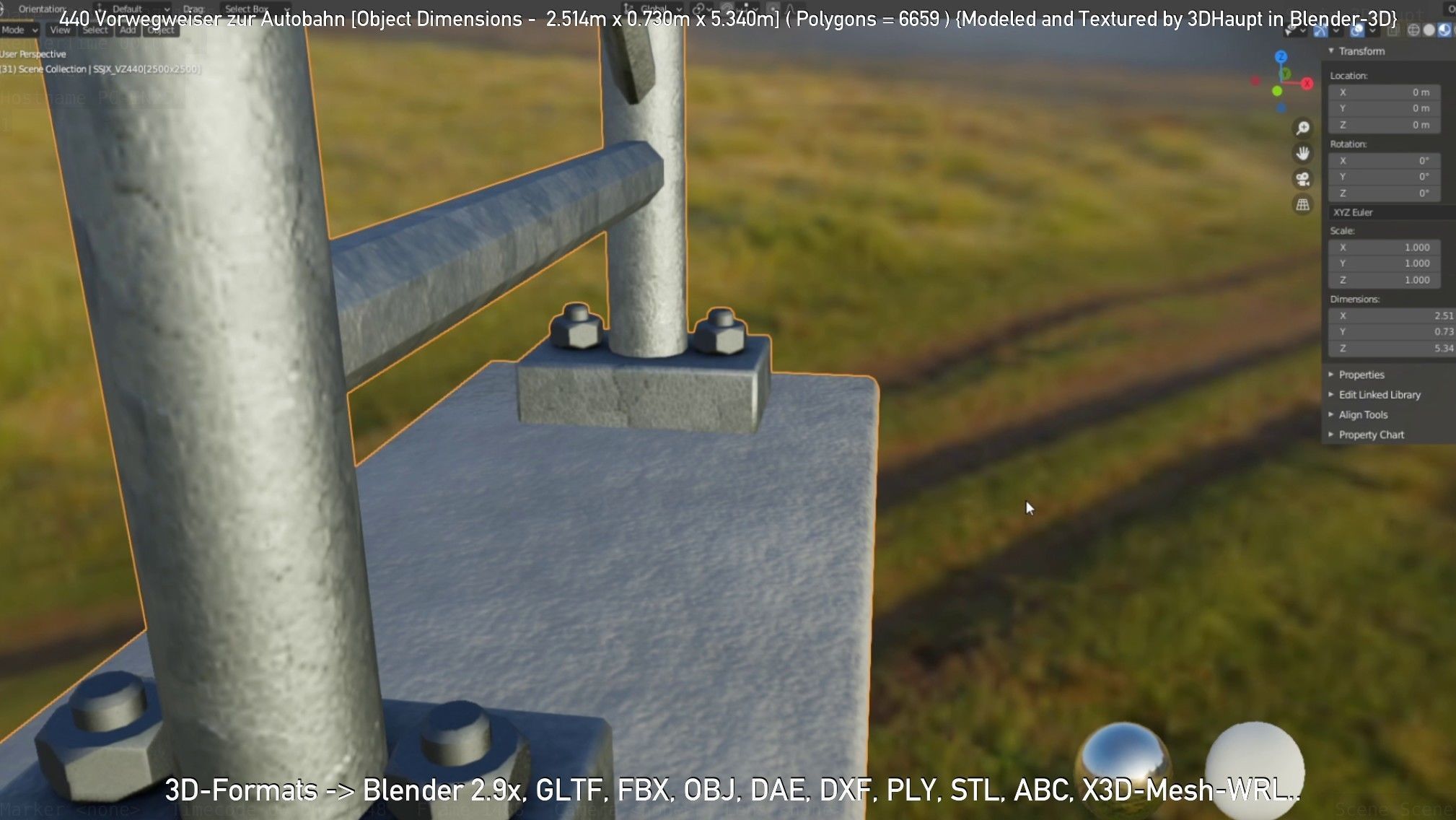 German Traffic Sign 440 Vorwegweiser zur Autobahn Low-poly 3D model_78