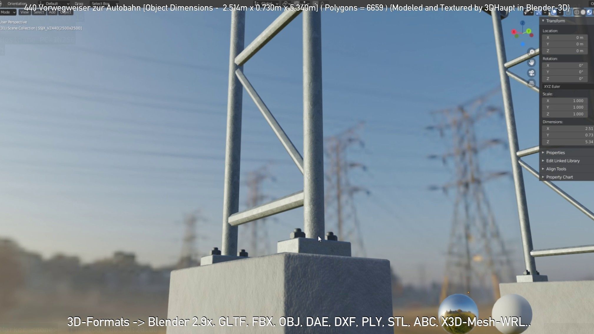 German Traffic Sign 440 Vorwegweiser zur Autobahn Low-poly 3D model_37