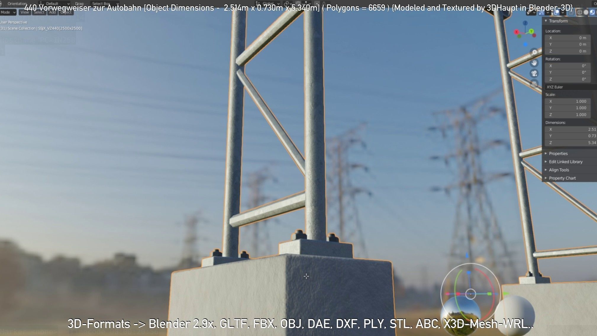 German Traffic Sign 440 Vorwegweiser zur Autobahn Low-poly 3D model_39