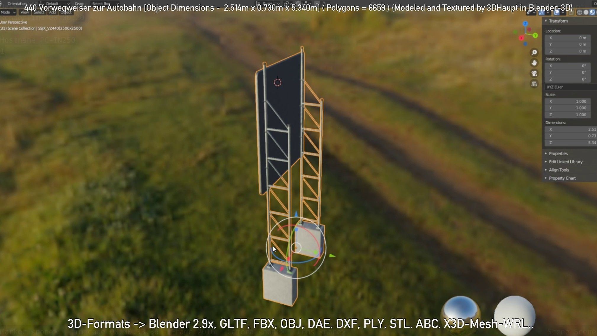 German Traffic Sign 440 Vorwegweiser zur Autobahn Low-poly 3D model_56