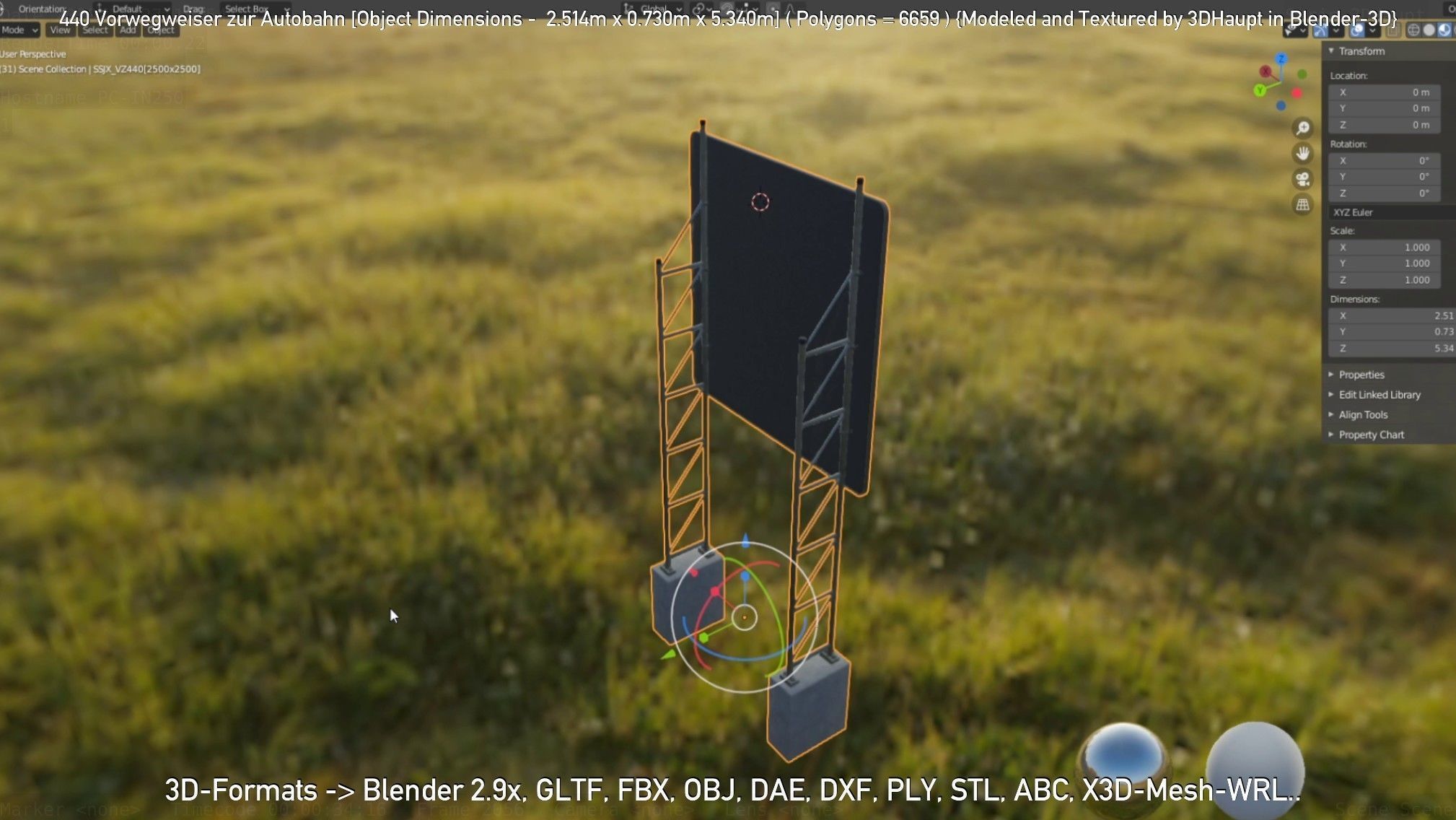 German Traffic Sign 440 Vorwegweiser zur Autobahn Low-poly 3D model_86