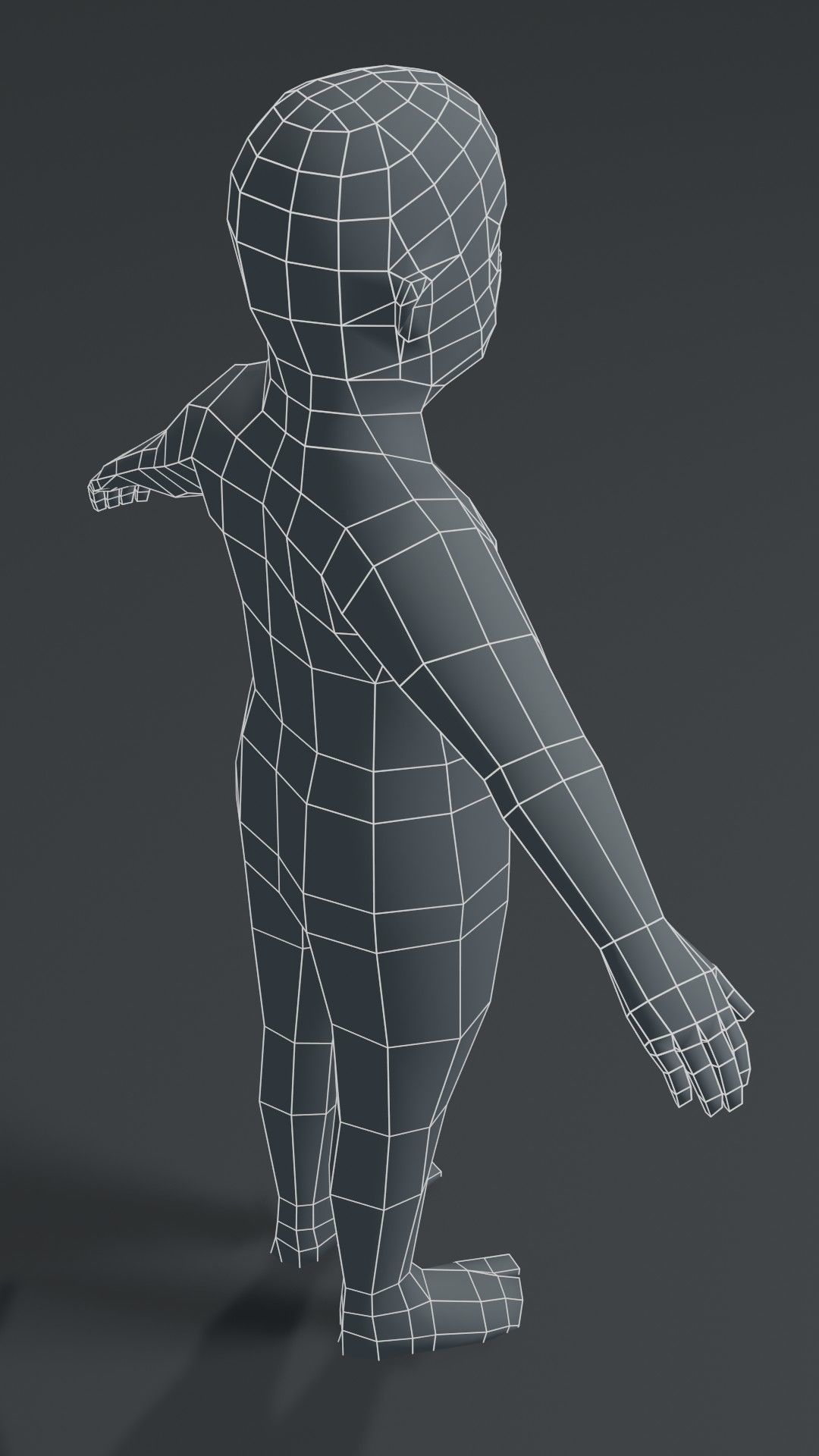 Fat Boy Kid Body Base Mesh  3D Model 1000 Polygons Low-poly 3D model_10