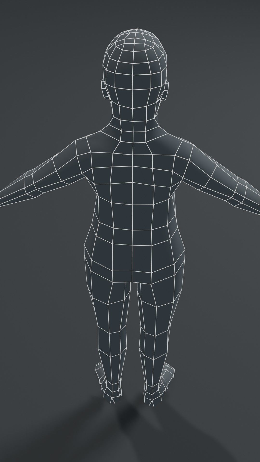 Fat Boy Kid Body Base Mesh  3D Model 1000 Polygons Low-poly 3D model_9