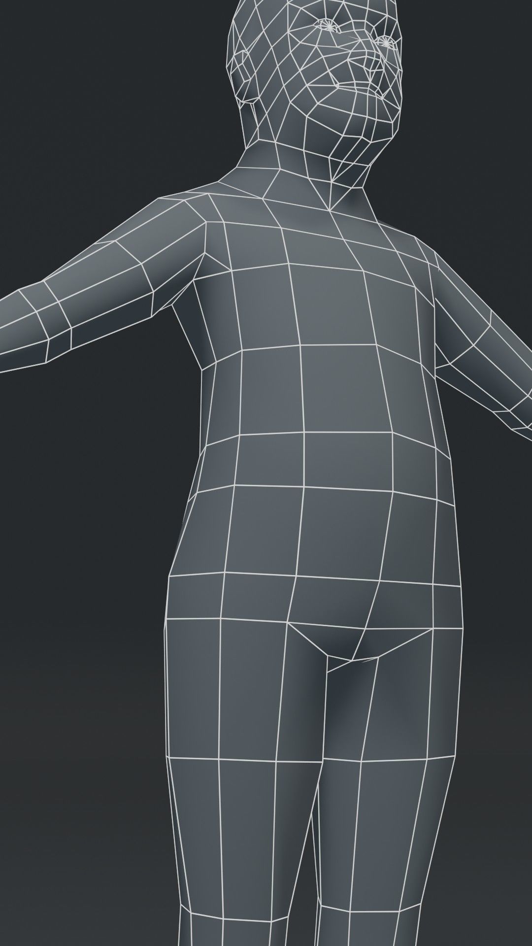 Fat Boy Kid Body Base Mesh  3D Model 1000 Polygons Low-poly 3D model_11