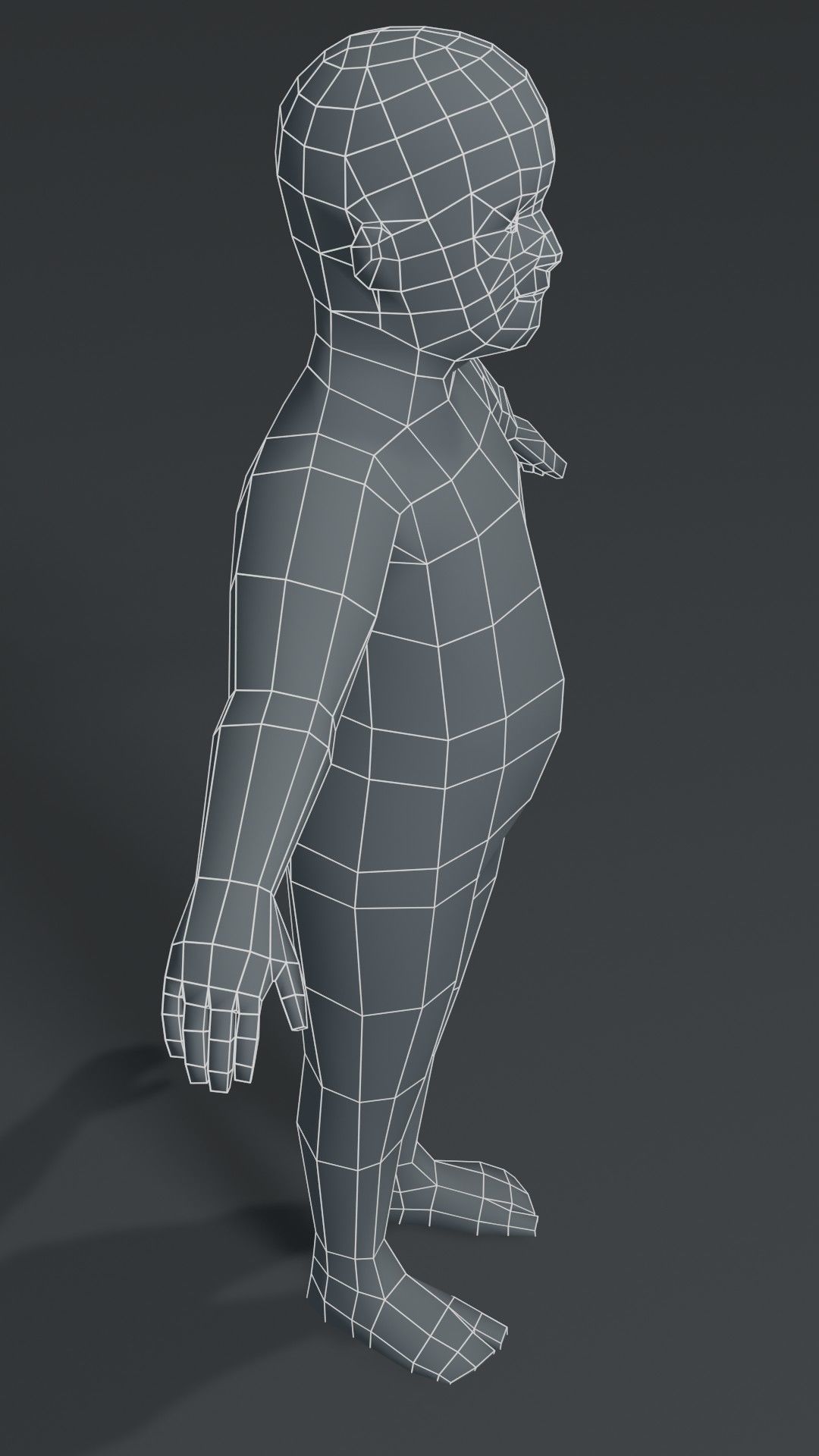 Fat Boy Kid Body Base Mesh  3D Model 1000 Polygons Low-poly 3D model_20