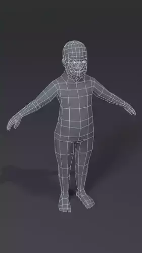 Fat Boy Kid Body Base Mesh  3D Model 1000 Polygons Low-poly 3D model