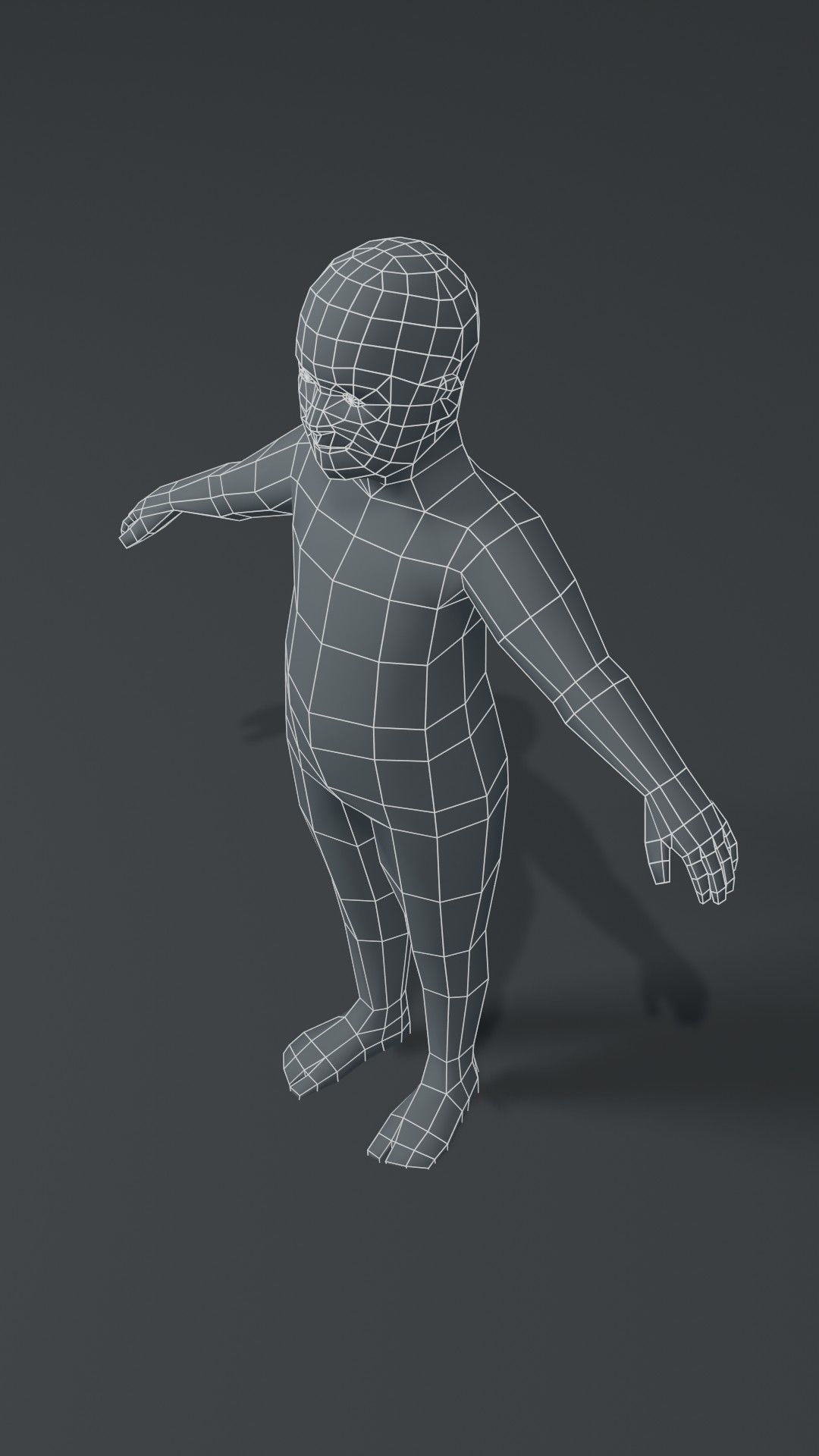 Fat Boy Kid Body Base Mesh  3D Model 1000 Polygons Low-poly 3D model_8