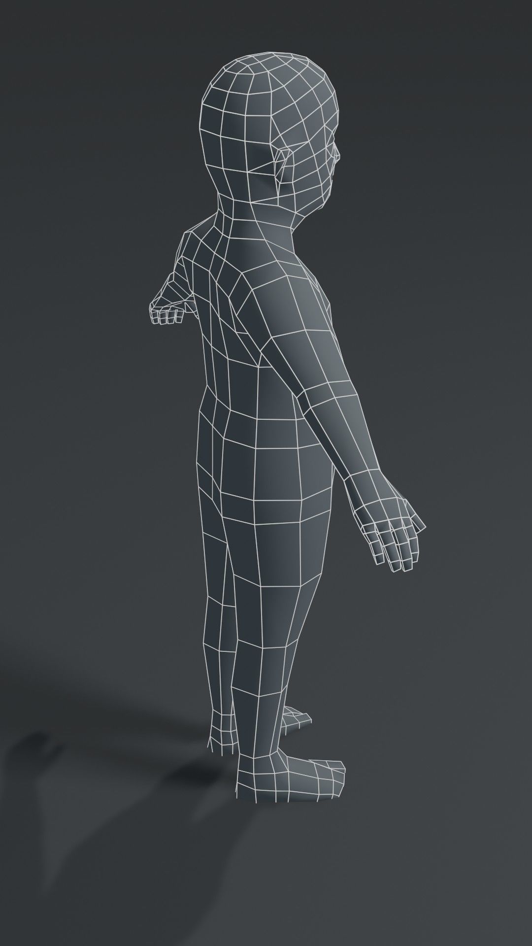 Fat Boy Kid Body Base Mesh  3D Model 1000 Polygons Low-poly 3D model_5