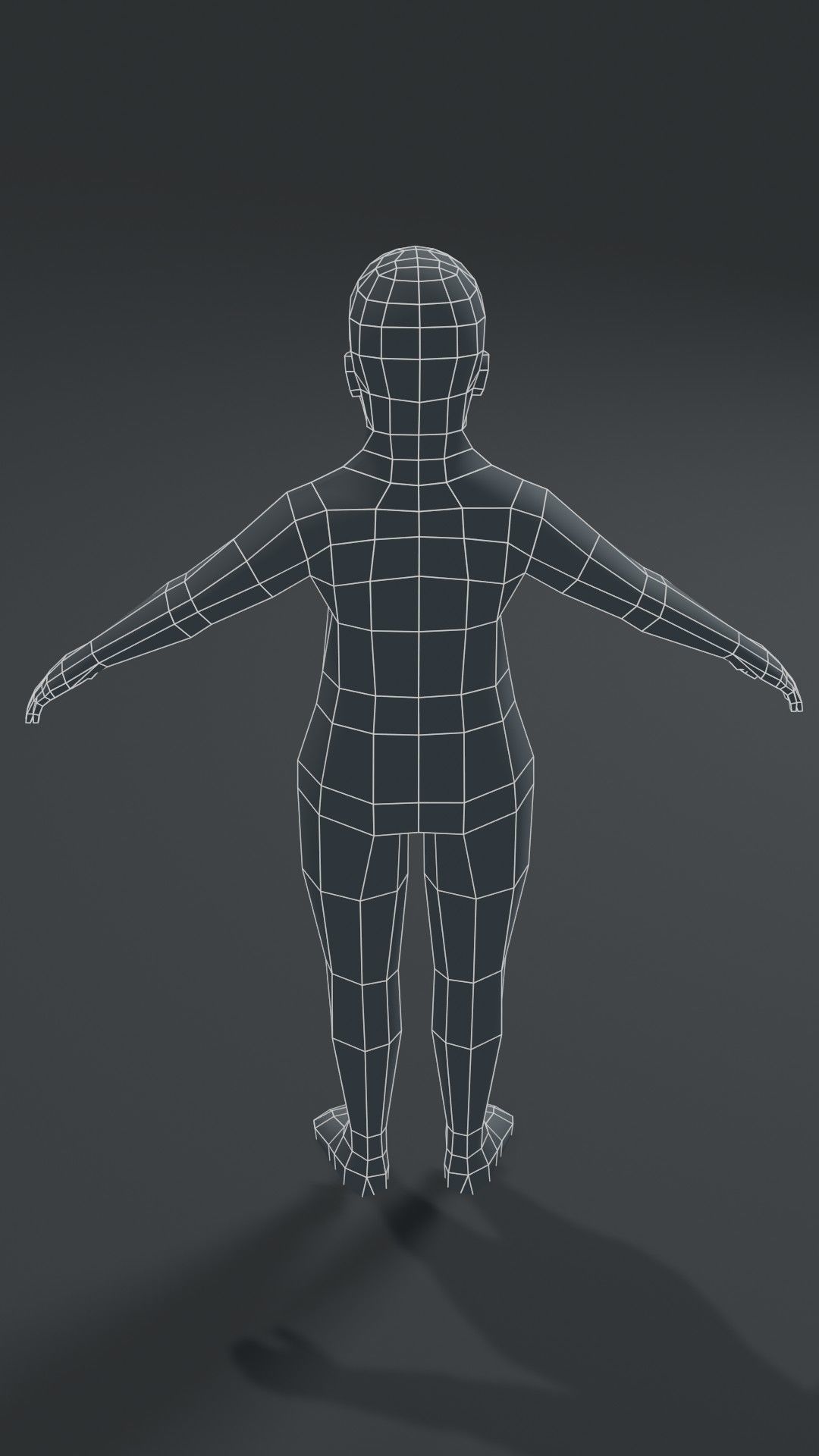 Fat Boy Kid Body Base Mesh  3D Model 1000 Polygons Low-poly 3D model_2