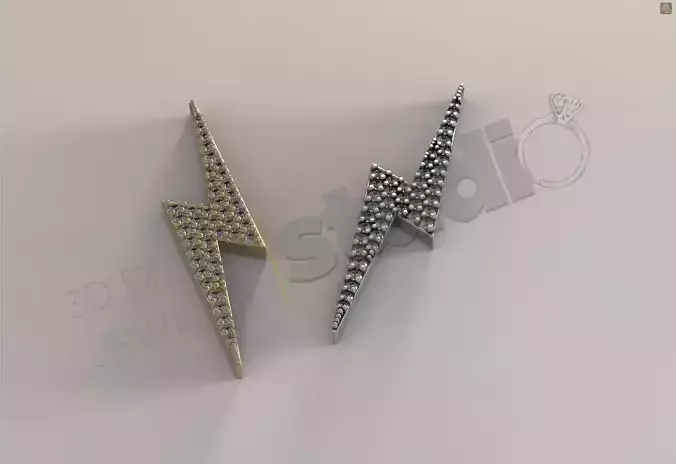 High luxury thunder with gems pendant in 3d model 3D print model