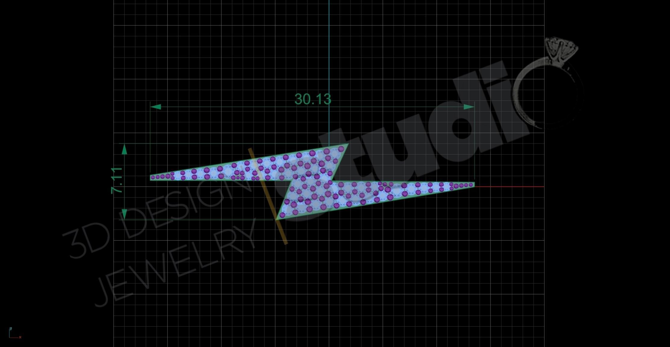 High luxury thunder with gems pendant in 3d model 3D print model_4