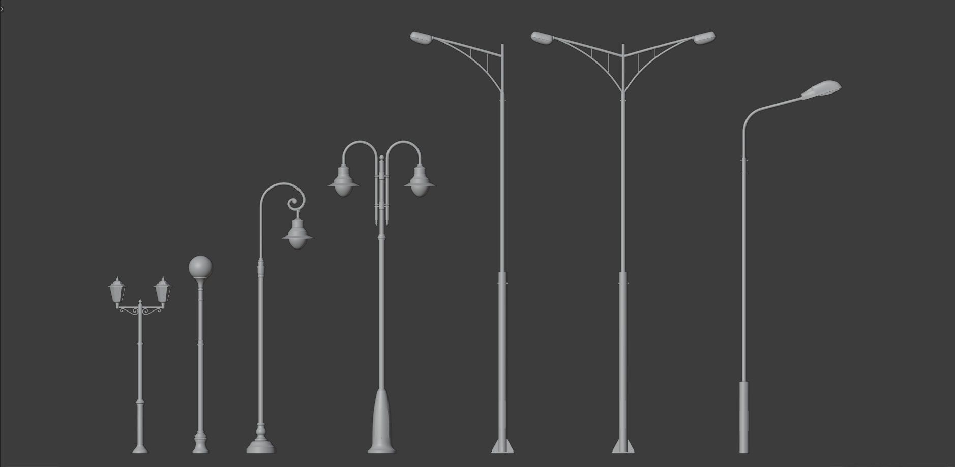 Street Lights - low poly Low-poly 3D model_6
