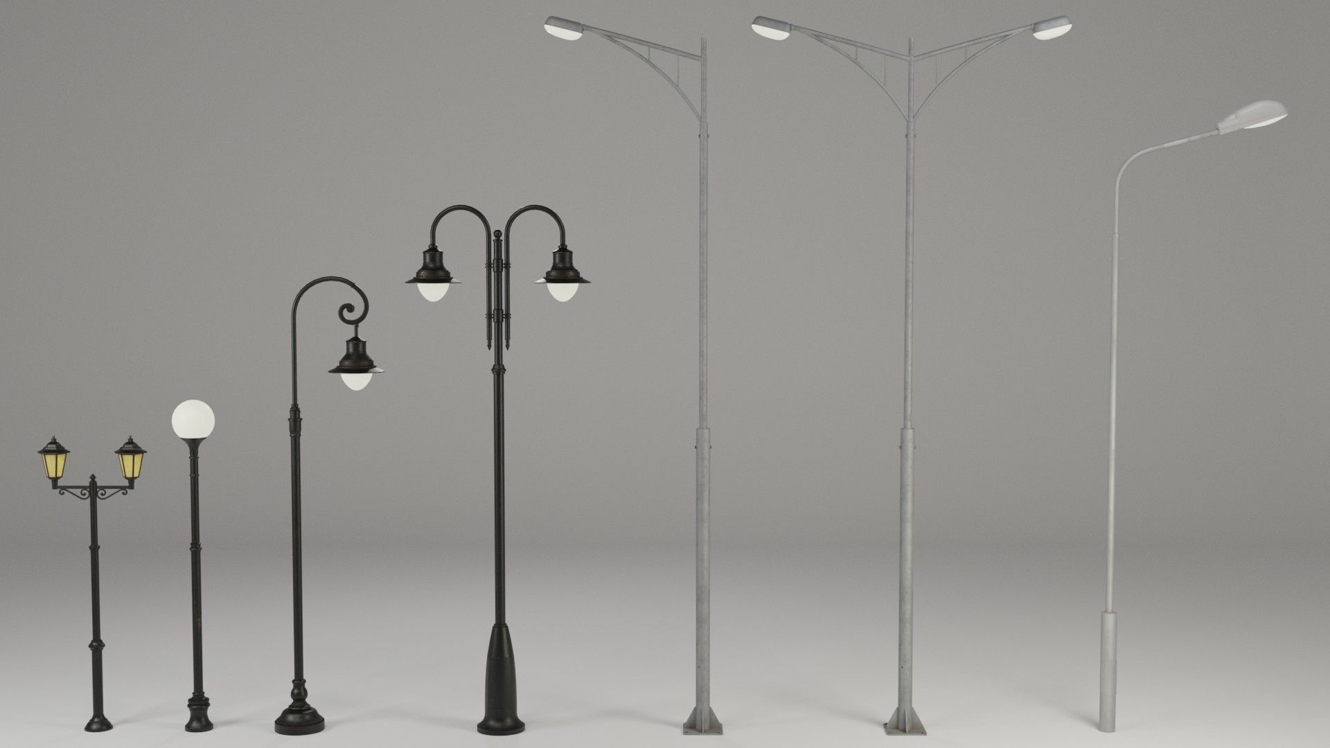Street Lights - low poly Low-poly 3D model_1