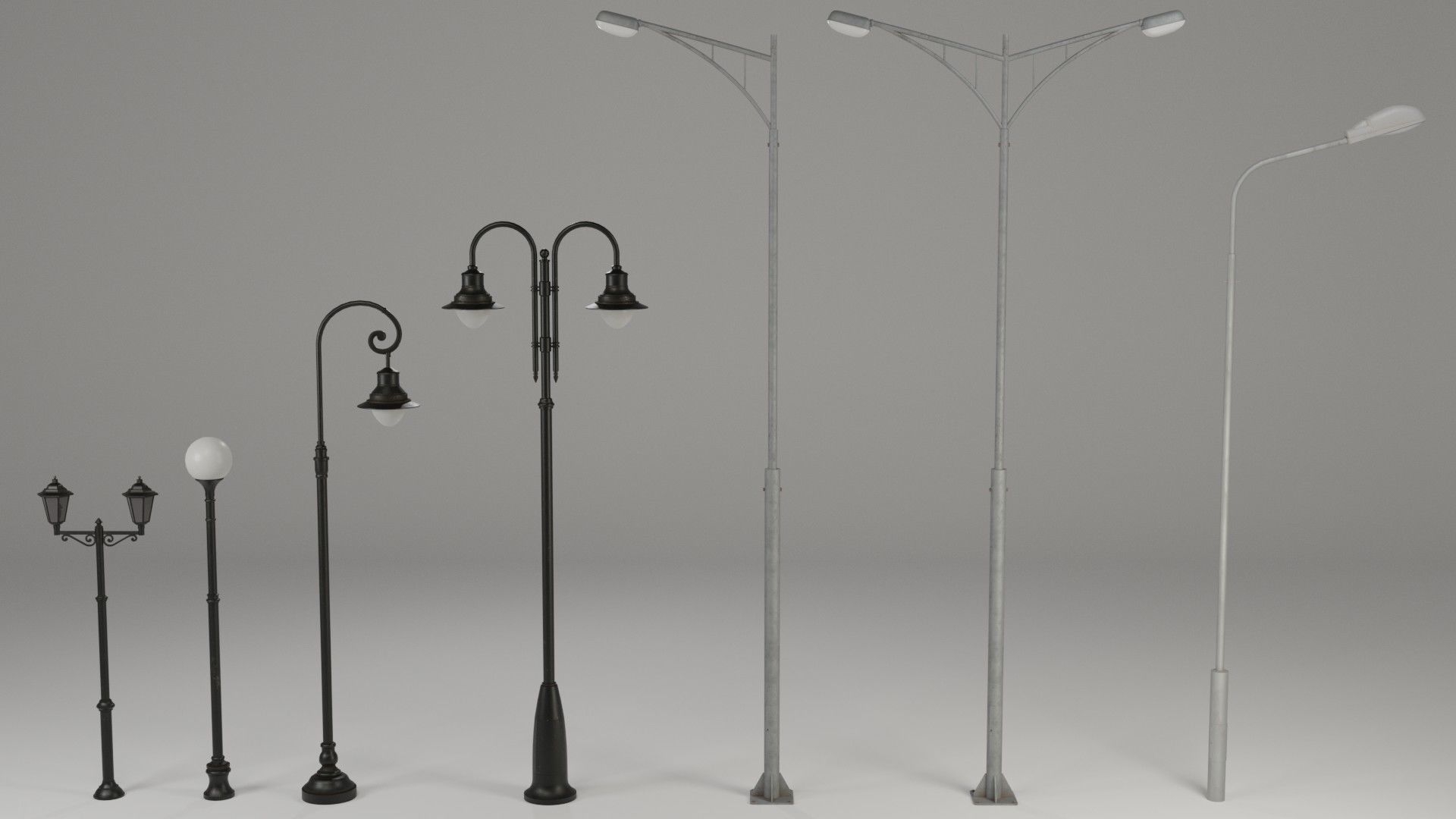 Street Lights - low poly Low-poly 3D model_0