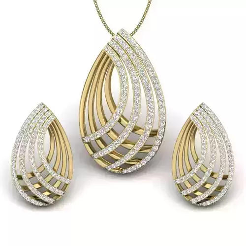 Women pendant-earrings set 3dm render detail 3D print model