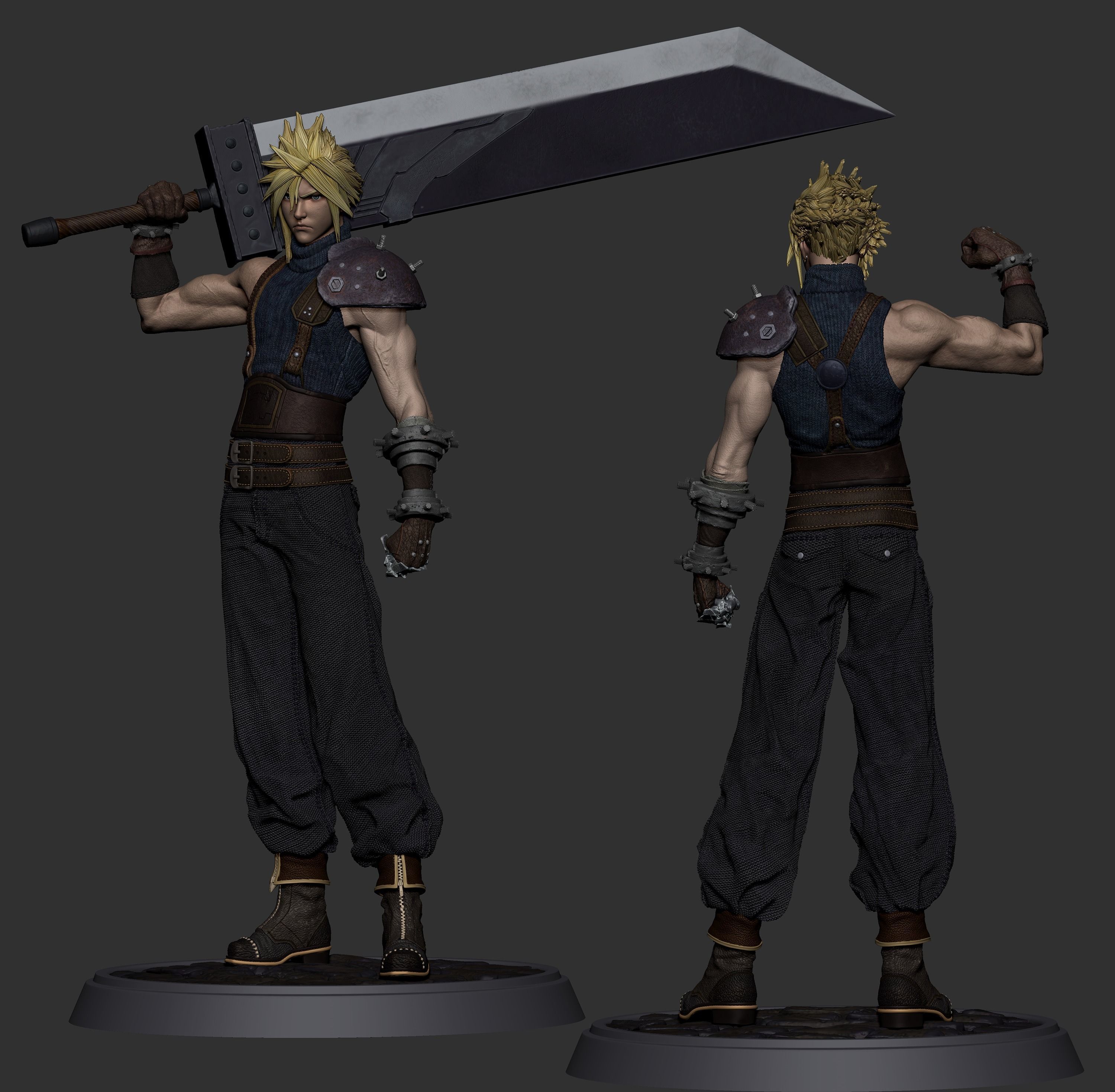 Cloud Strife from Final fantasy 7 remake 3D print model_2
