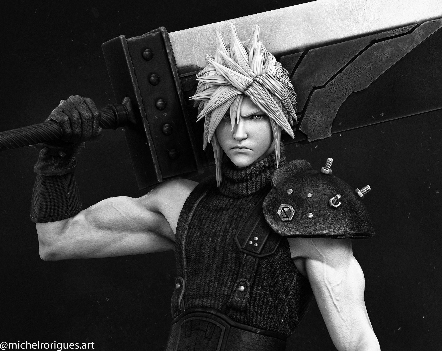 Cloud Strife from Final fantasy 7 remake 3D print model_1