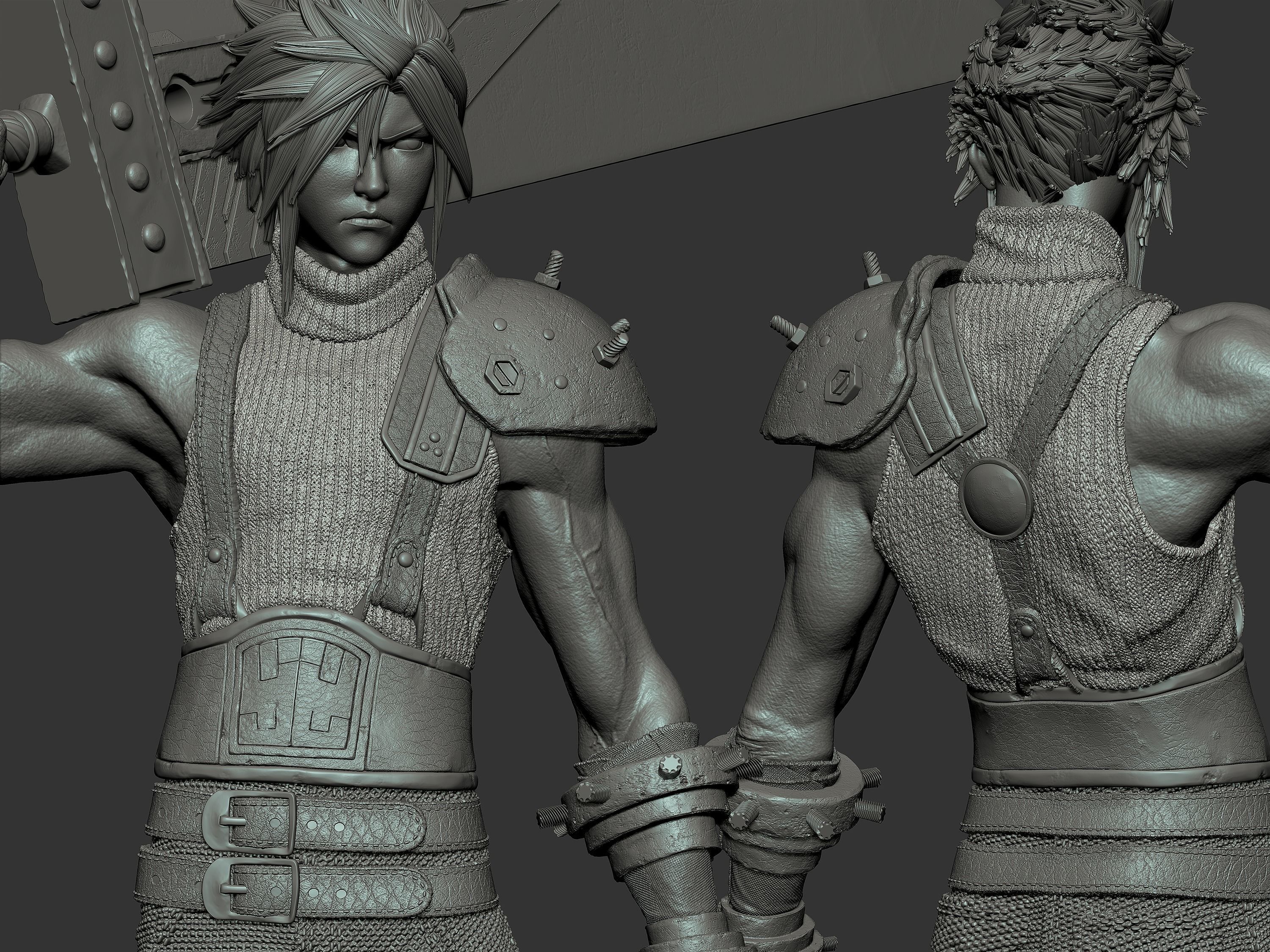 Cloud Strife from Final fantasy 7 remake 3D print model_3
