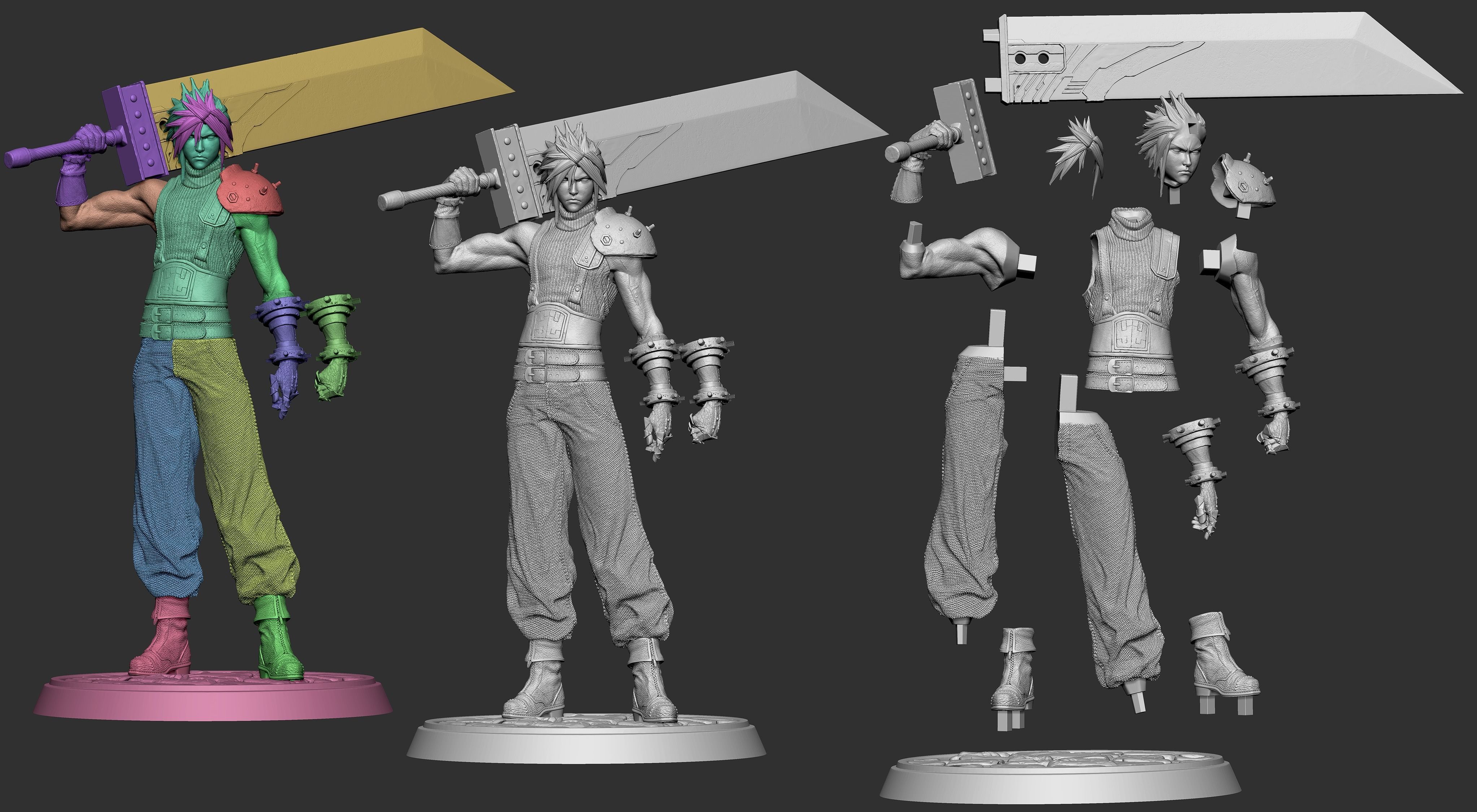 Cloud Strife from Final fantasy 7 remake 3D print model_9
