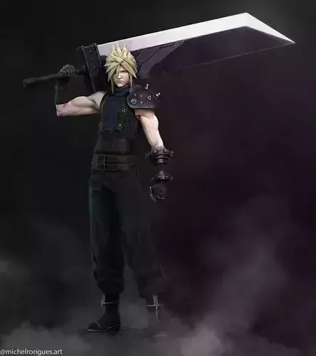 Cloud Strife from Final fantasy 7 remake 3D print model