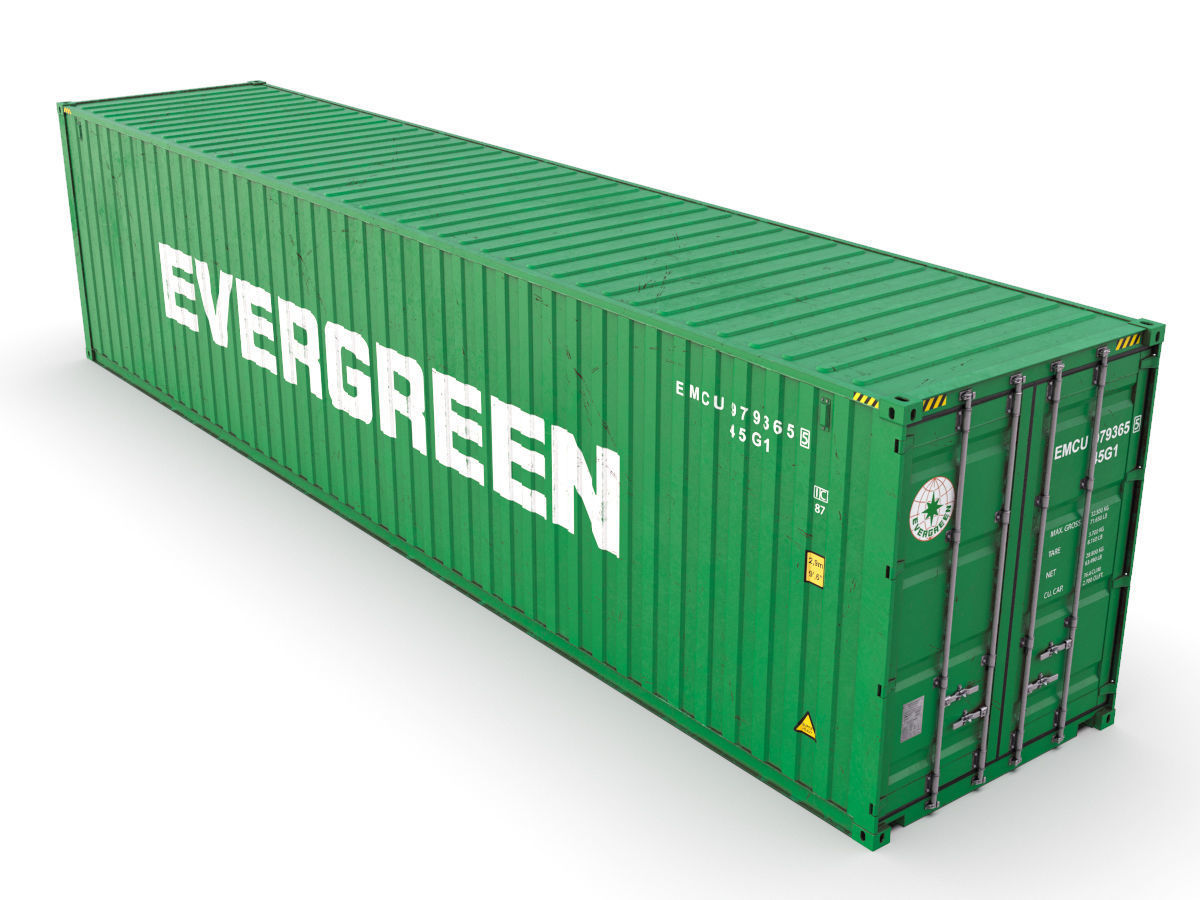 40 feet High Cube Evergreen shipping container 3D model_4