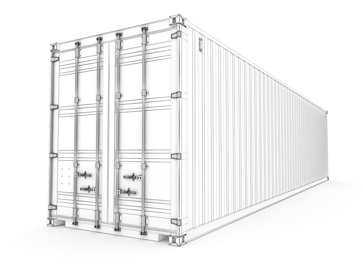 40 feet High Cube Evergreen shipping container 3D model_8