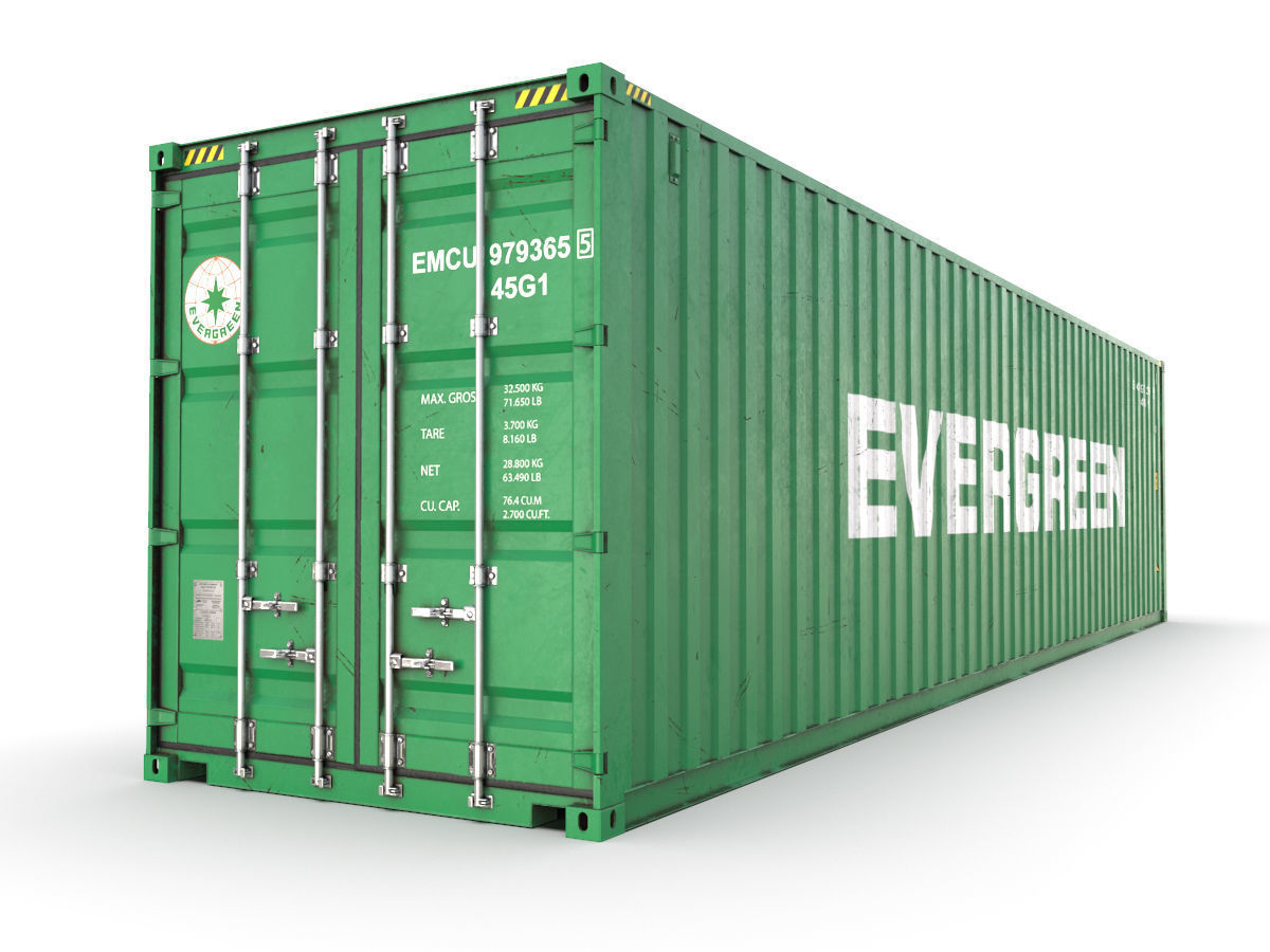 40 feet High Cube Evergreen shipping container 3D model_1