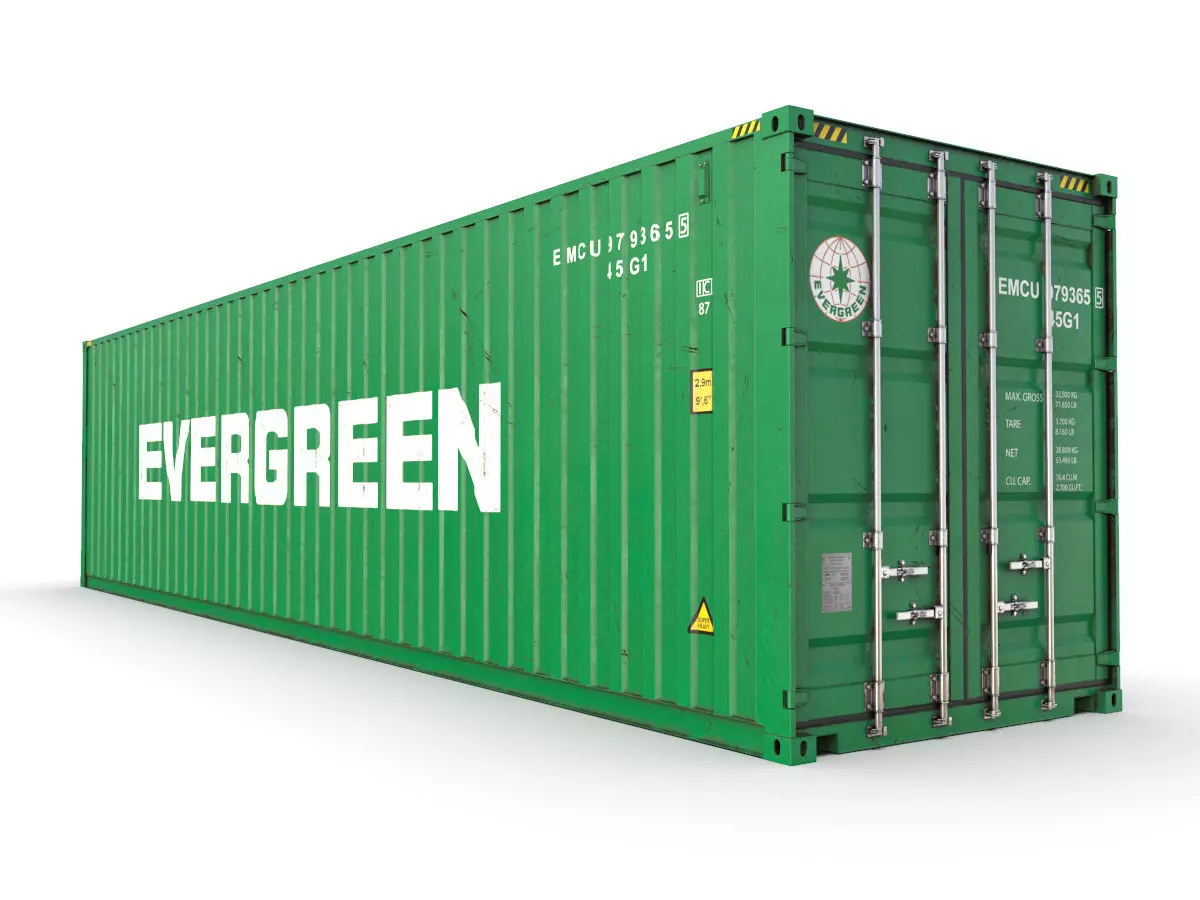 40 feet High Cube Evergreen shipping container 3D model_0