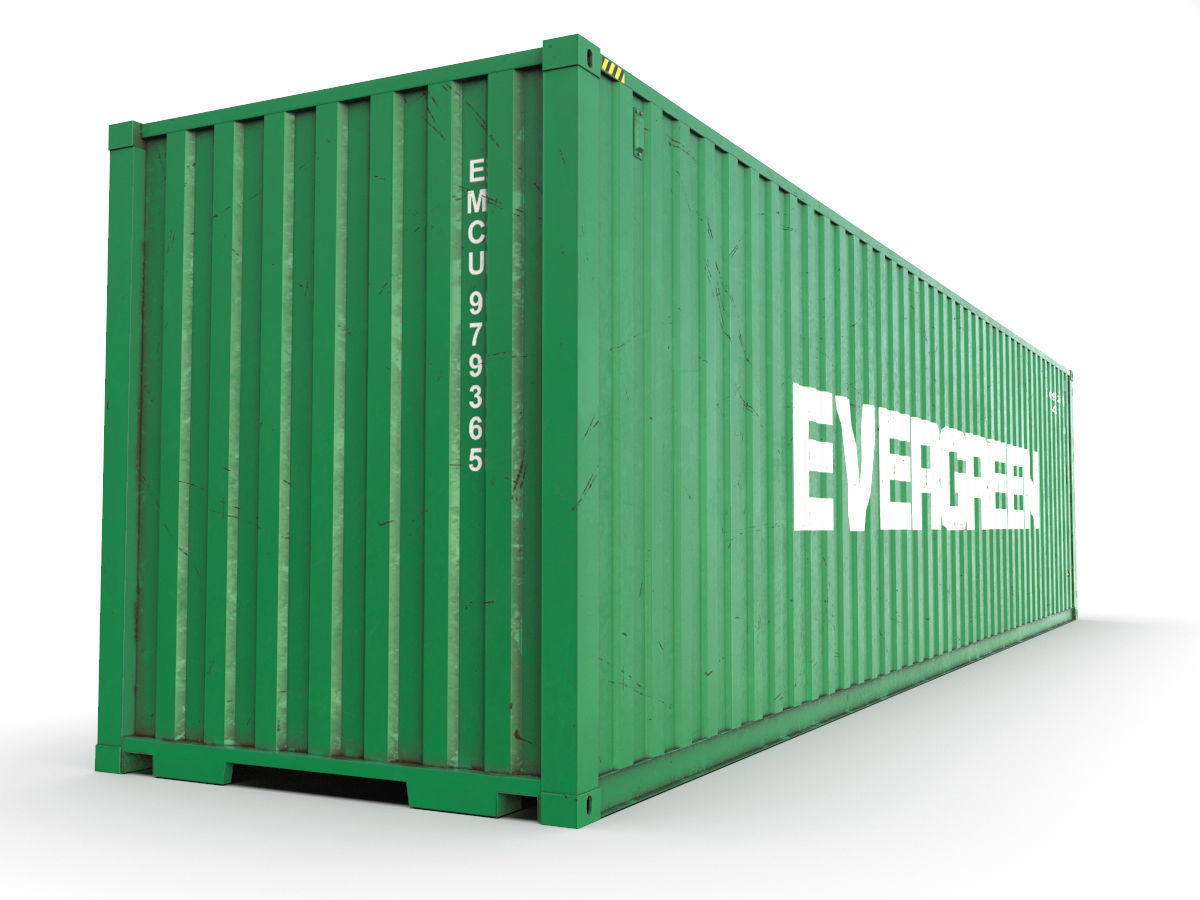 40 feet High Cube Evergreen shipping container 3D model_2